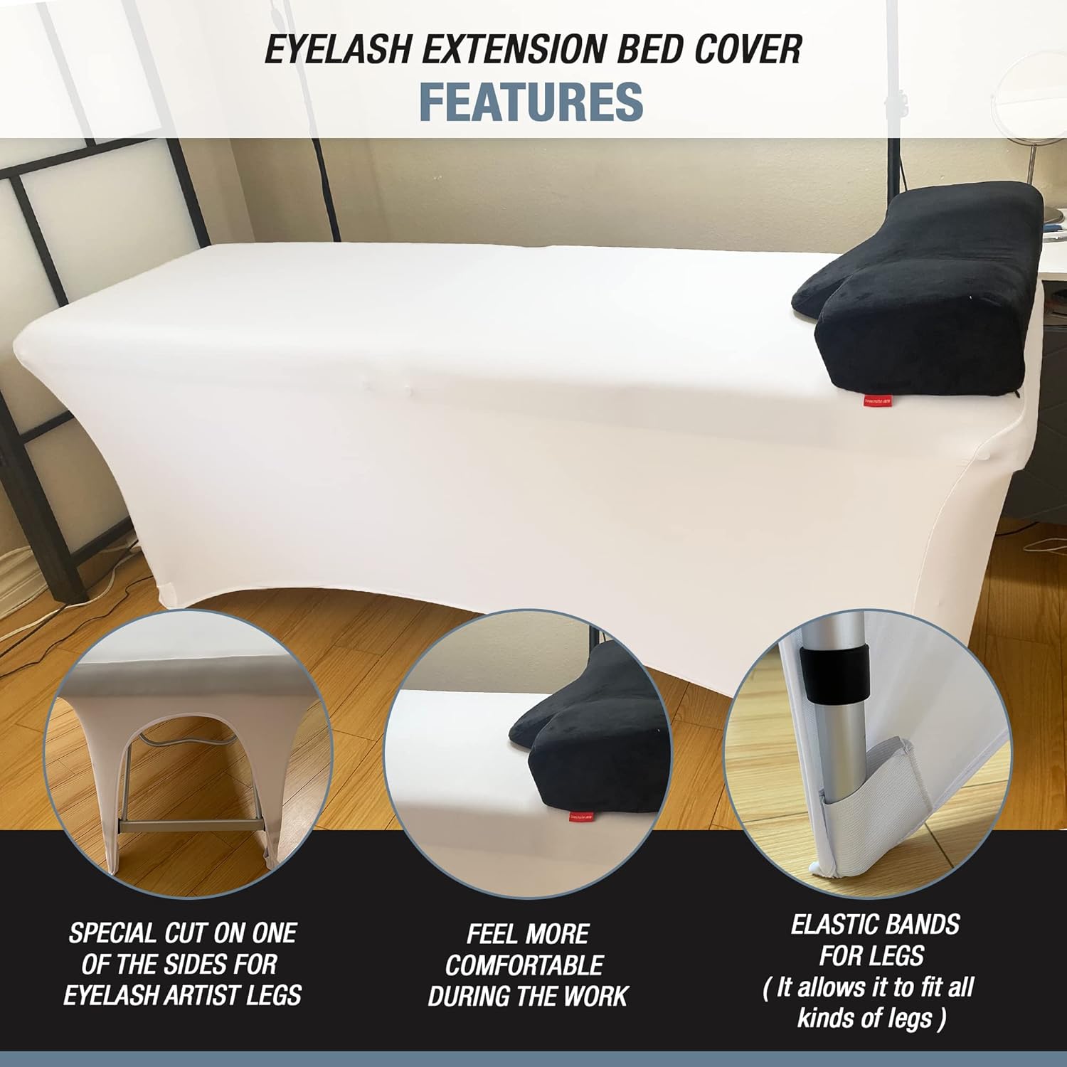 Colchón de cama de pestañas + funda de cama de pestañas (blanco)  Cómodo cubrecolchón con cuatro correas de esquina y parte inferior antideslizante
