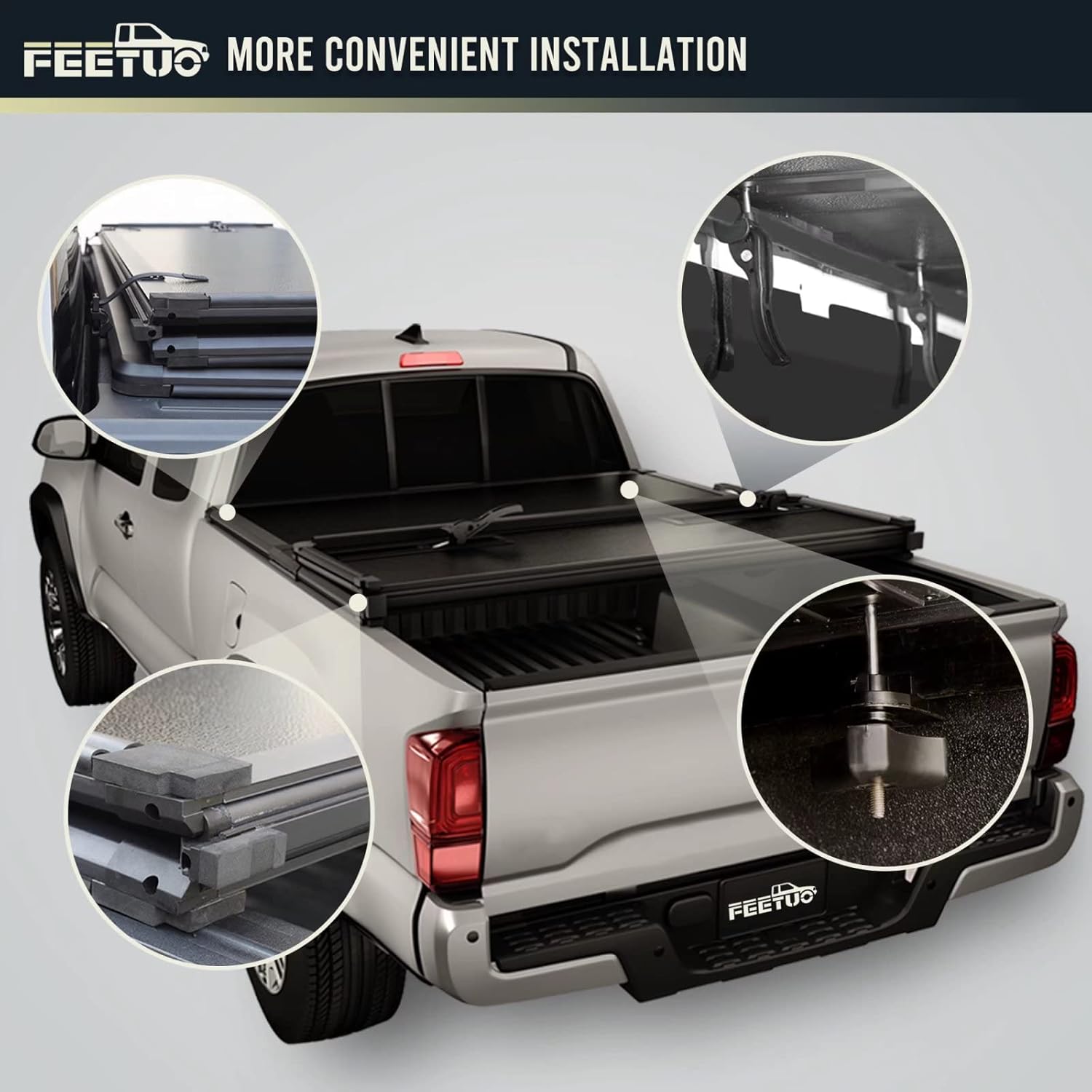 FRP – Cubierta rígida de tres pliegues para caja de camión para 2004-2014 F150 y 2006-2014 Mark LT 5.5 pies67 pulgadas
