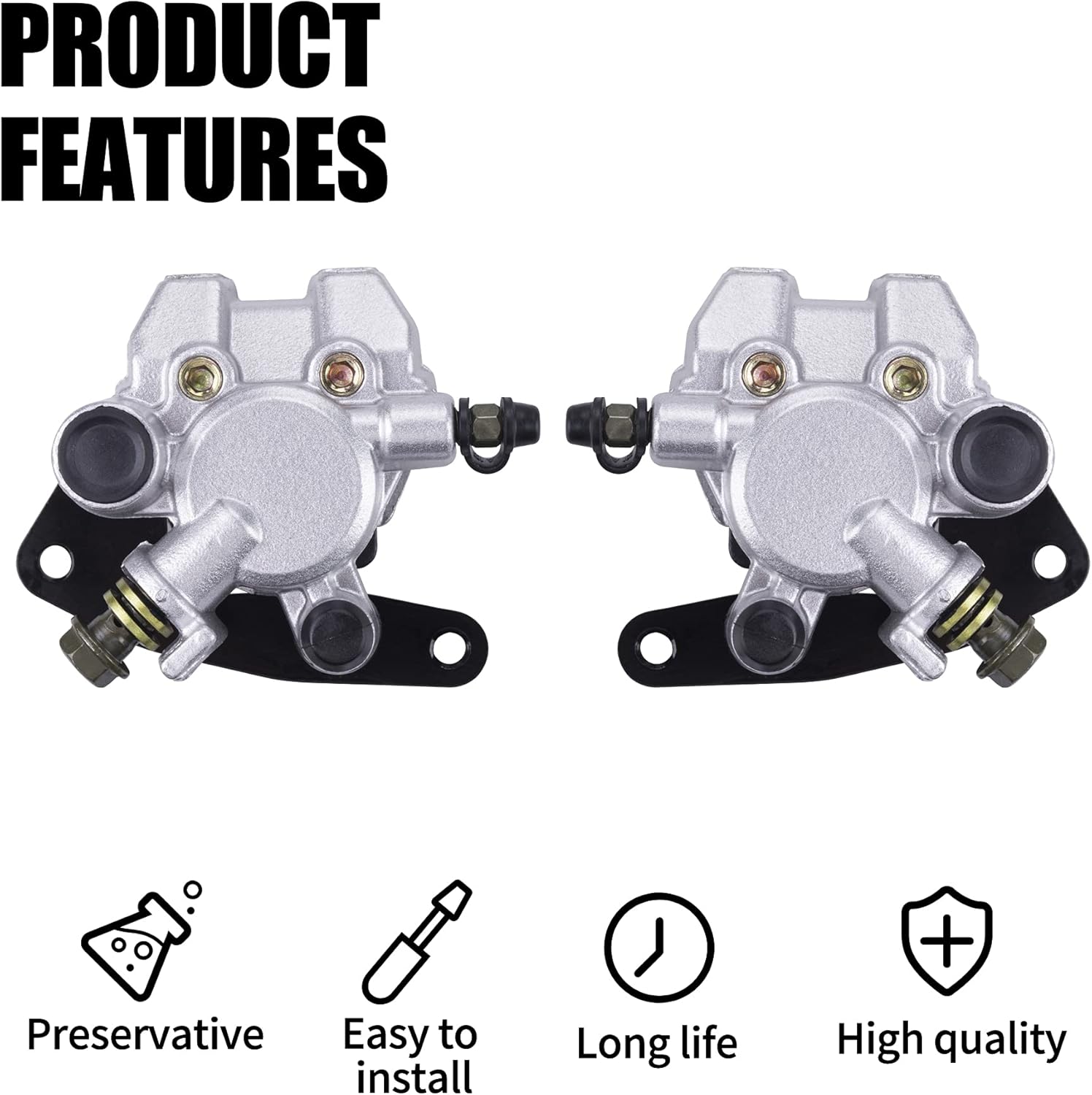 CNCMOTOK Pinza de freno delantera derecha e izquierda con pastillas compatible con Yamaha Banshee 350 Grizzly 350 400 450 Big Bear 250 350 450