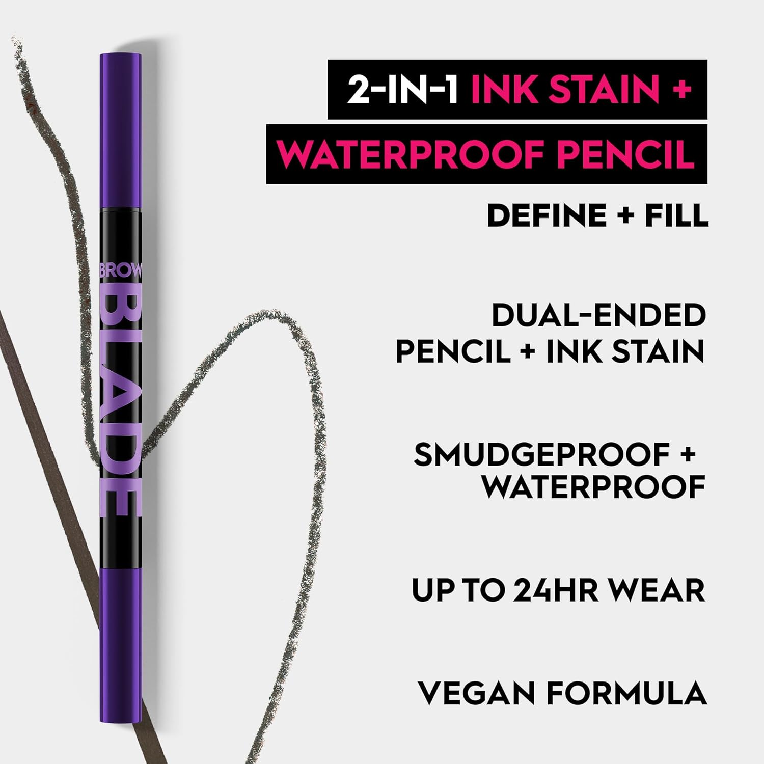 Urban Decay Brow Blade 2 en 1 Microblading – Lápiz para cejas + lápiz impermeable – A prueba de manchas, resistente a la transferencia – Punta fina