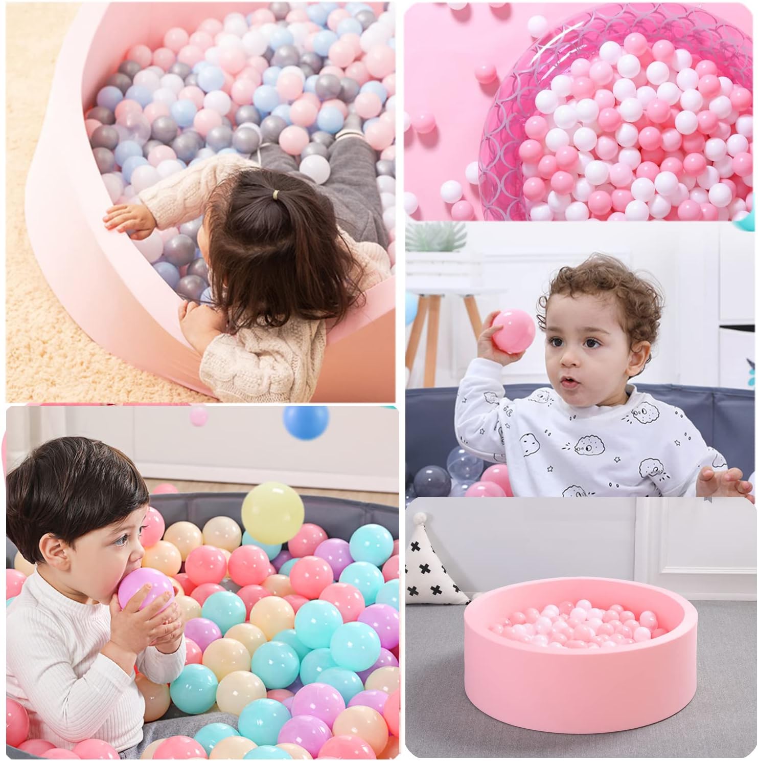 Lovgrils 170 bolas rosas para niños, bolas de plástico rosa para hogueras de bolas, bolas de colores brillantes para niños pequeños de 1 a 3 años