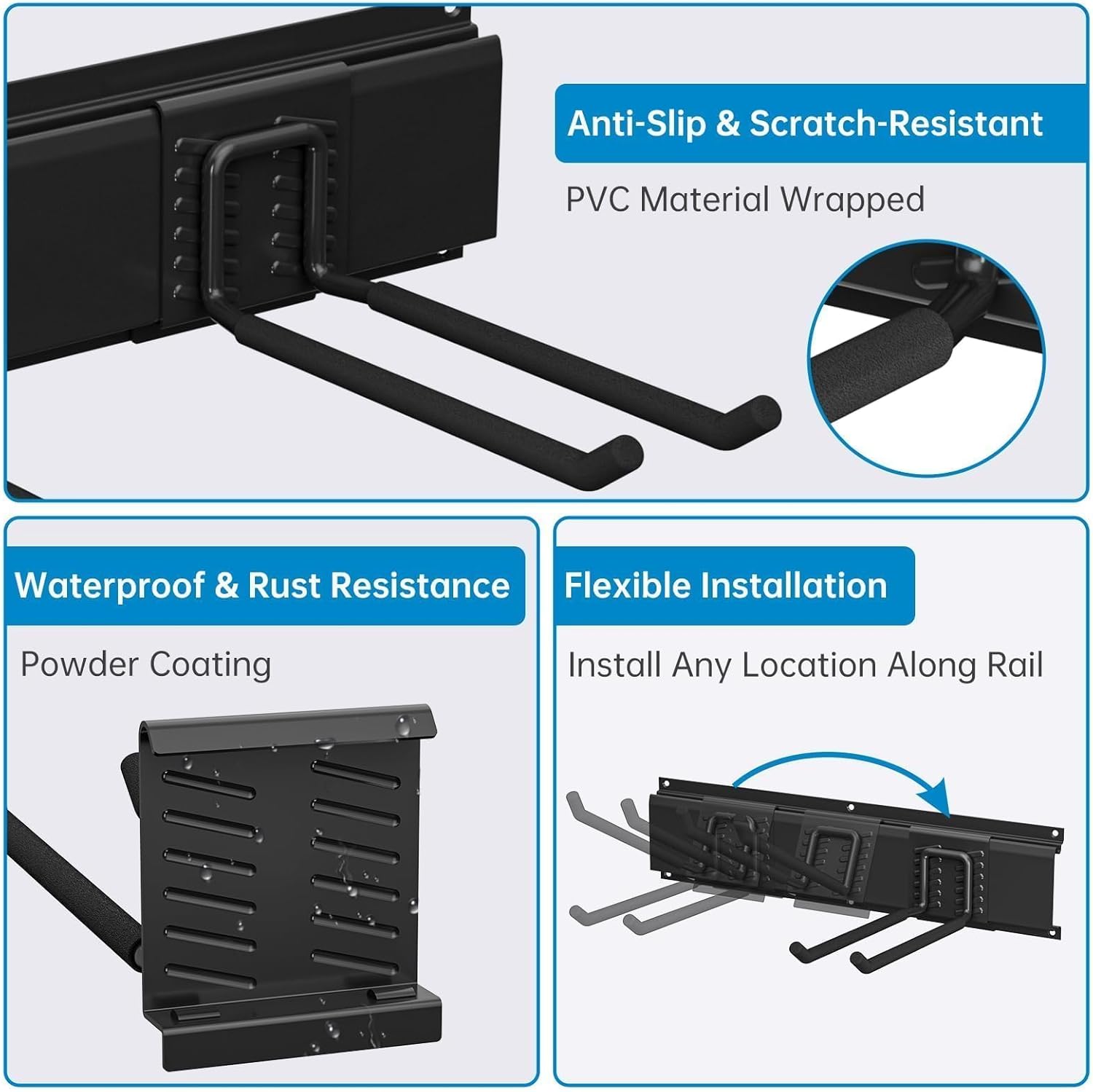 TICONN Estante de almacenamiento de herramientas de organización de garaje, sistema organizador de colgador de pared resistente para cobertizo,