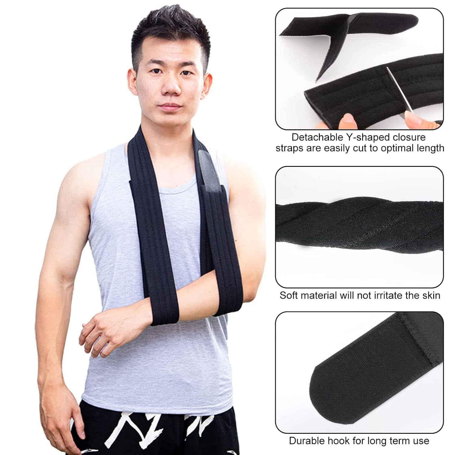 Eslinga de brazo inmovilizador de hombro de 71 pulgadas  70.9in, ajustable, ligera y cómoda, eficaz soporte médico para brazo rotador, brazo,