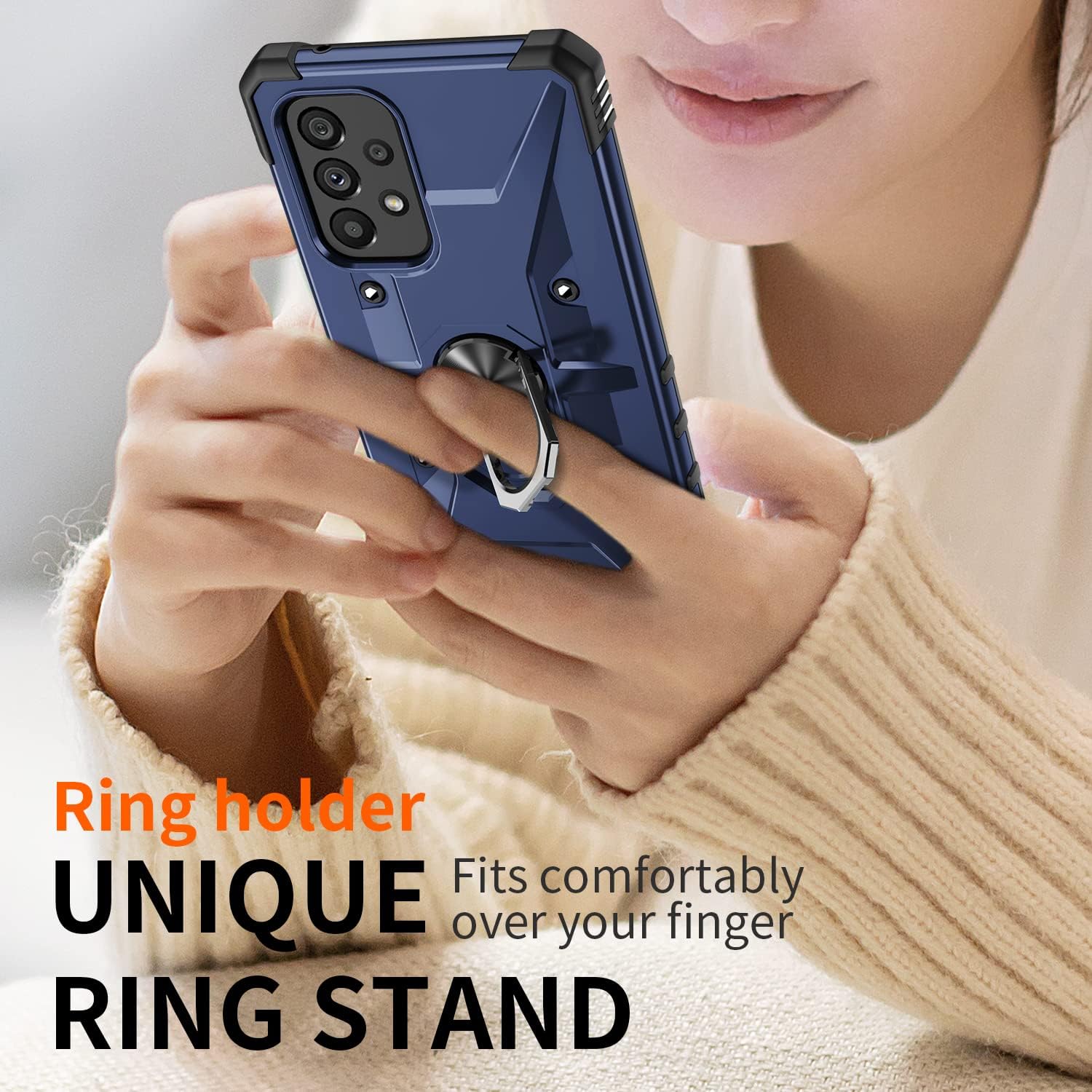Funda para Galaxy A53 5G, Samsung A53 5G con protector de pantalla de vidrio templado, grado militar, doble a prueba de golpes, con función atril,