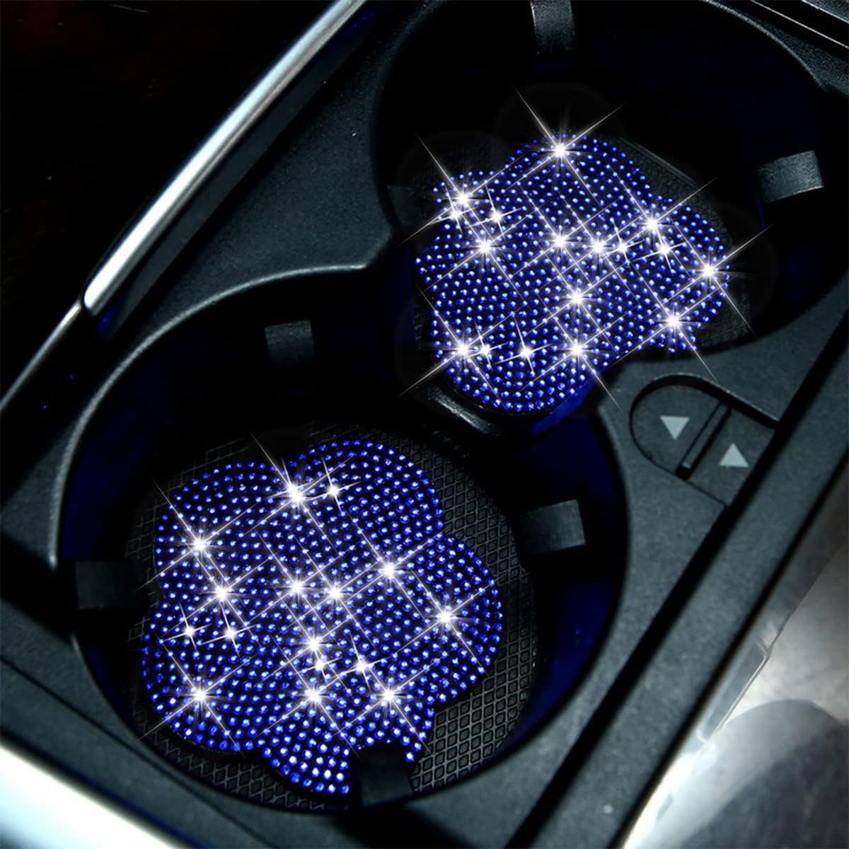 Moioee 4 posavasos con diamantes de imitación, diseño de flor de ciruelo con diamantes de imitación, antideslizante, con cristales a prueba de