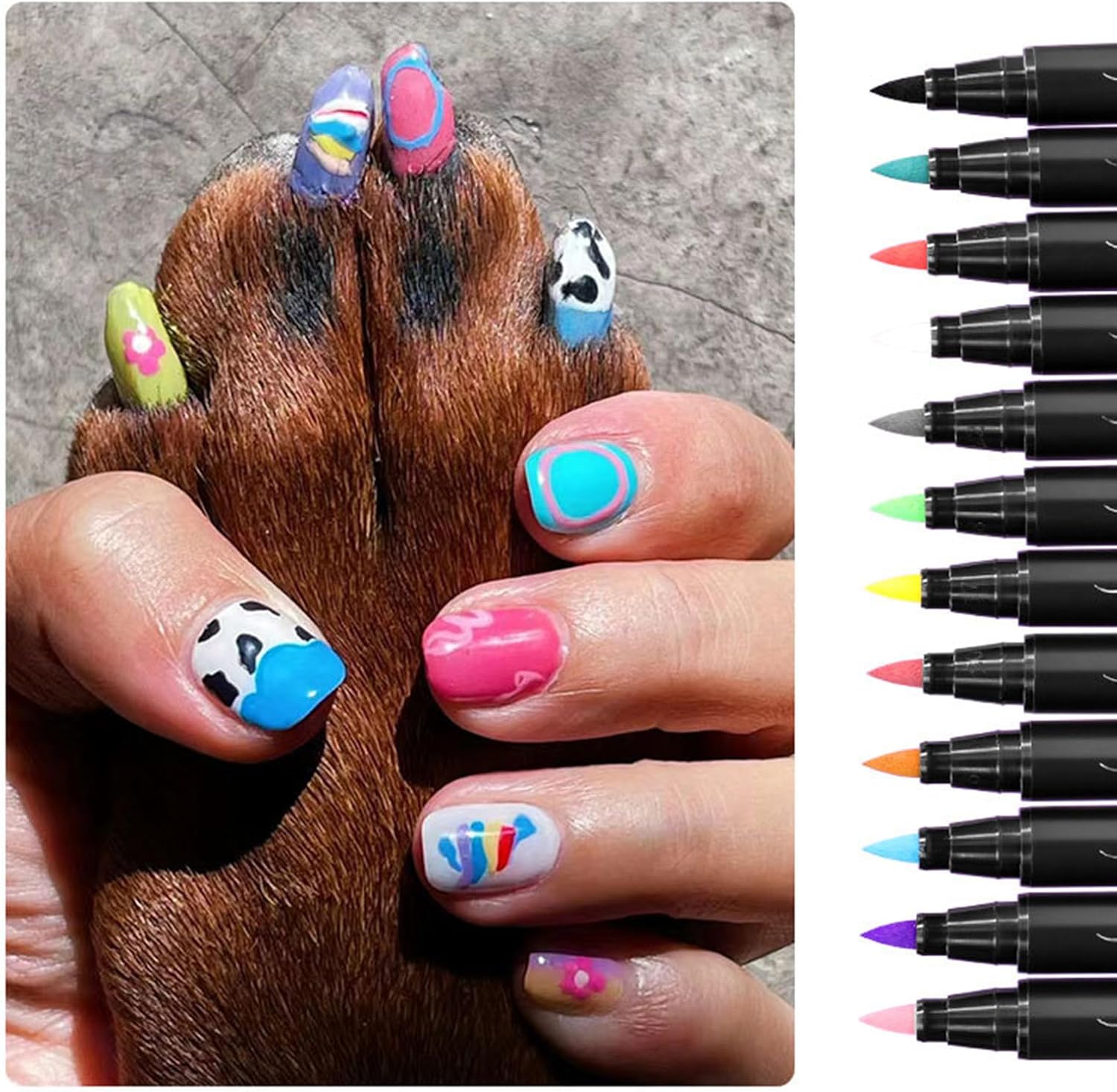 Juego de 12 esmaltes de uñas para perro, 12 colores, juego de esmaltes de uñas para mascotas, secado rápido, a base de agua, fácil de quitar