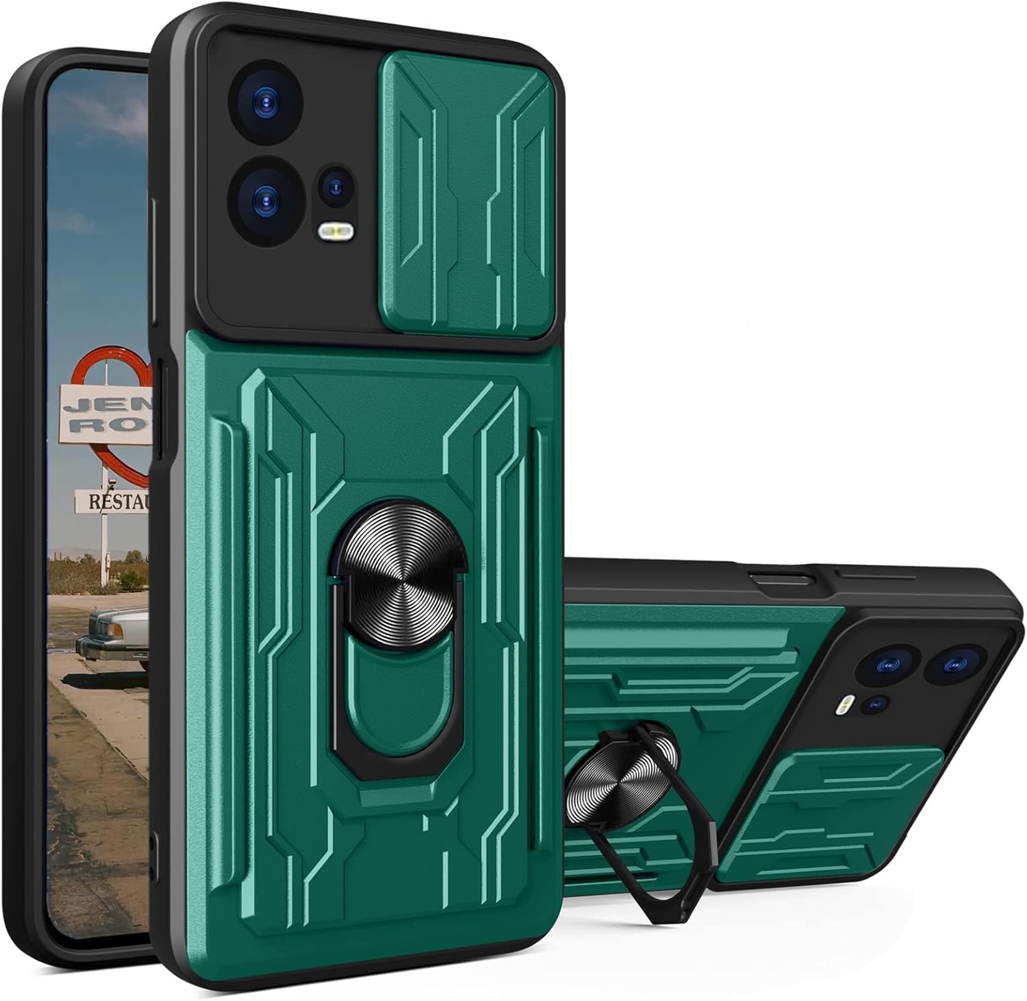 Compatible con Motorola Edge 30 Fusion 5G para hombres, cubierta de lente de cámara deslizante tarjetero extraíble con anillo giratorio para montaje