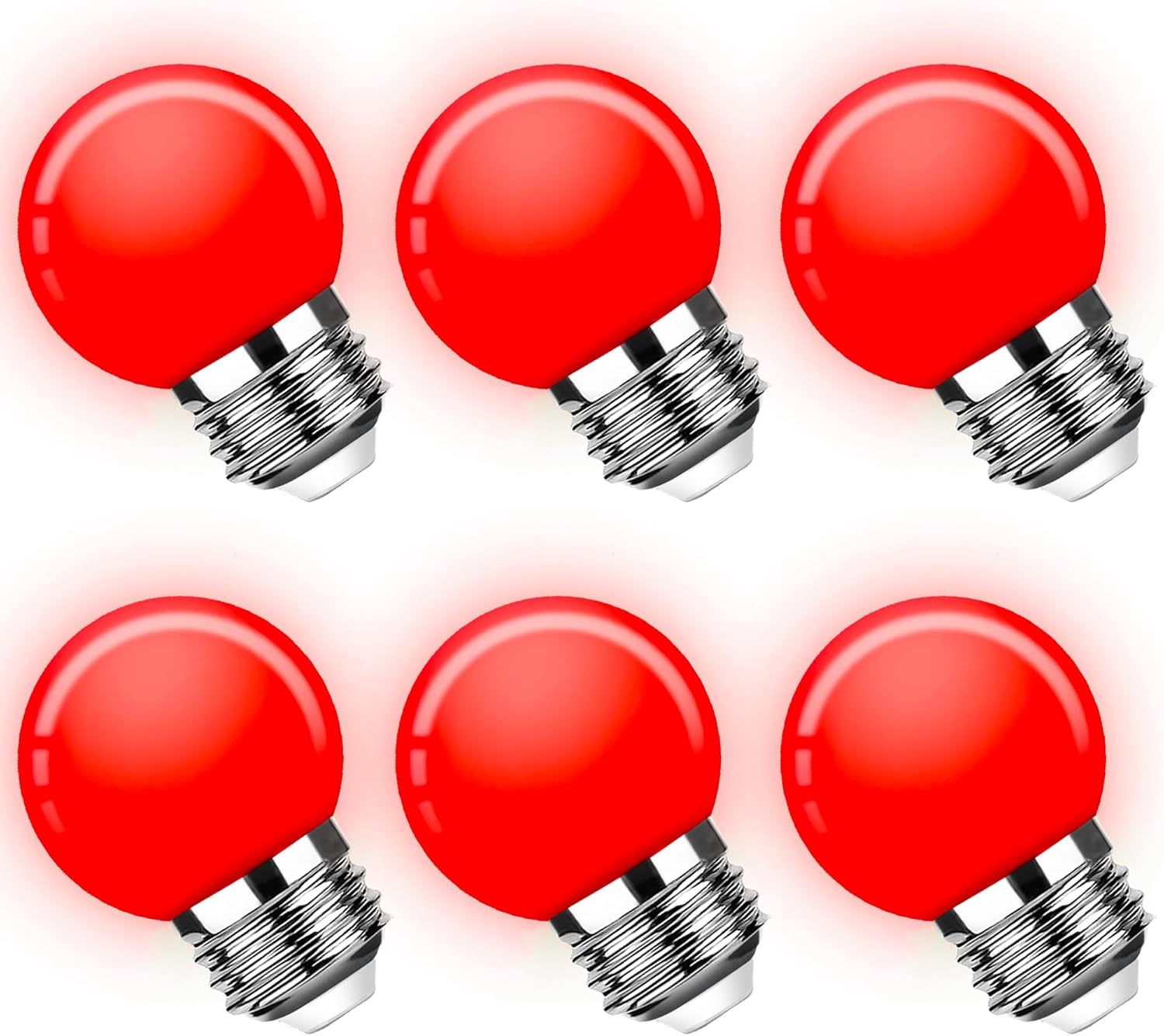 Bombilla LED roja, bombillas LED G45 de Navidad, equivalentes a bombillas de tocador de colores de 15 W, luces rojas de 1 W de bajo vatio, base E26