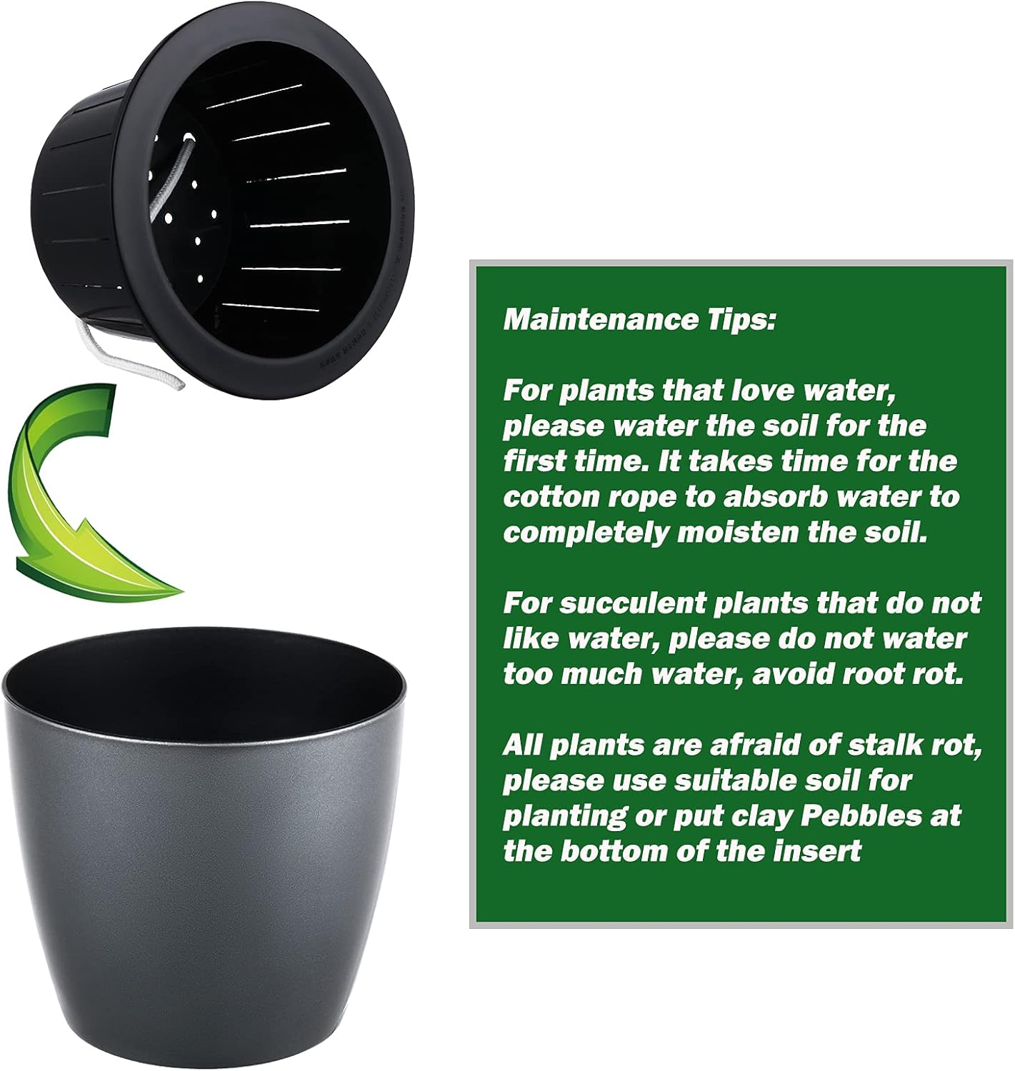 Paquete de 6 macetas de riego automático de 6.7 pulgadas para plantas de interior, macetas de violeta africana para plantas con maceta de mecha,