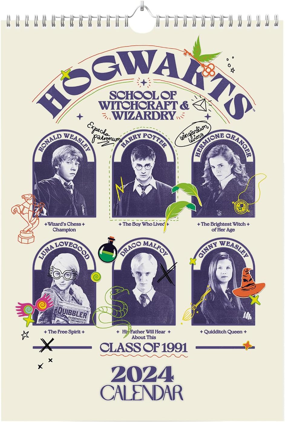 Grupo Erik Calendario de pared A3 de Harry Potter 2024  11.7 x 16.5 pulgadas – 11.7 x 16.5 in  Agenda de 12 meses  Calendario A3 2024  Calendario de