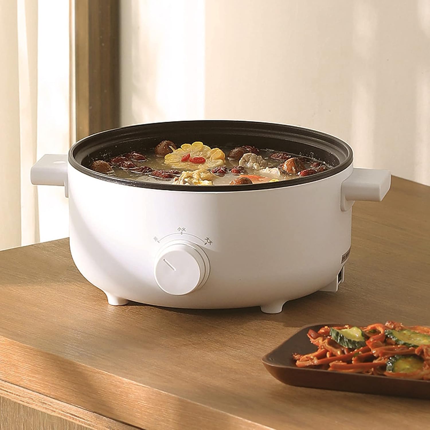 Zerodis Olla caliente eléctrica, protección contra sobrecalentamiento y hervida en seco para pasta, shabu shabu, sopa caliente, bistec, sartén