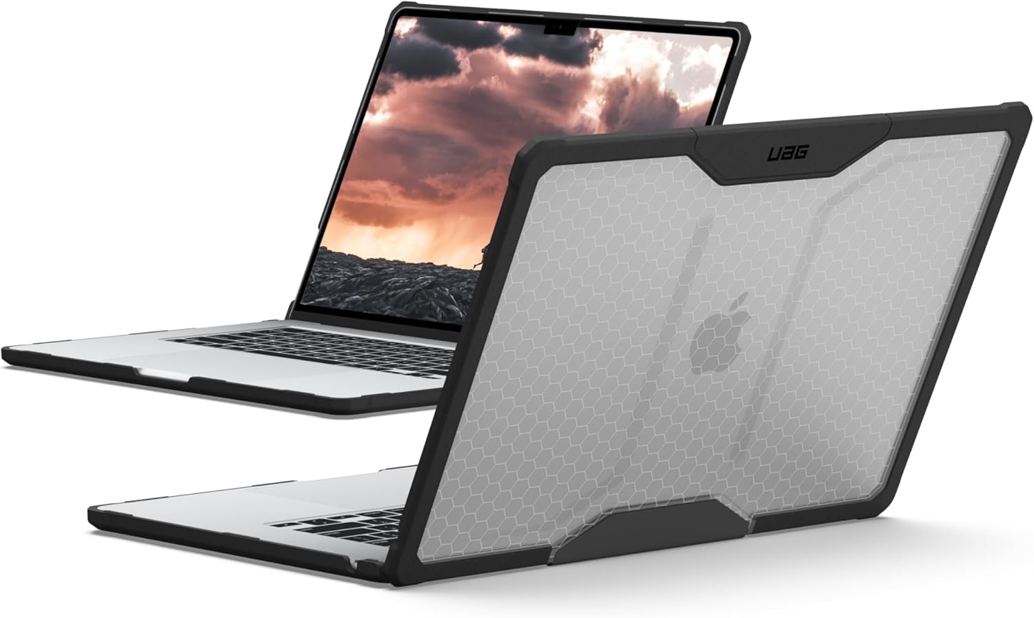 UAG – Funda protectora para MacBook Air de 15 pulgadas 2023 M2 A2941 Plyo IceNegro, translúcida transparente y resistente con agarre táctil URBAN
