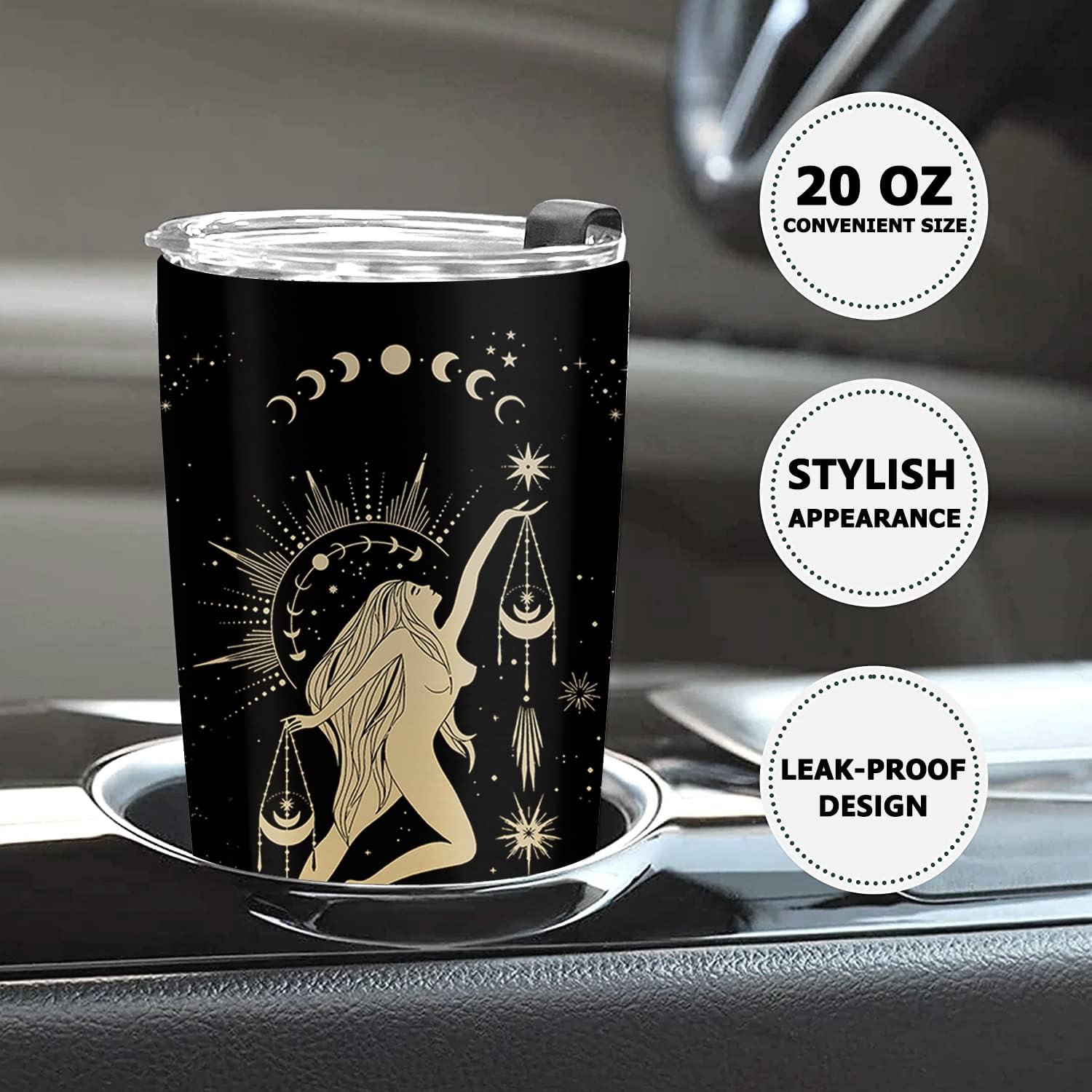 Regalos Libra para mujer, vaso Libra, regalo Libra, vaso del zodiaco de 20 onzas, vaso de astrología, regalos góticos de bruja, vaso de constelación