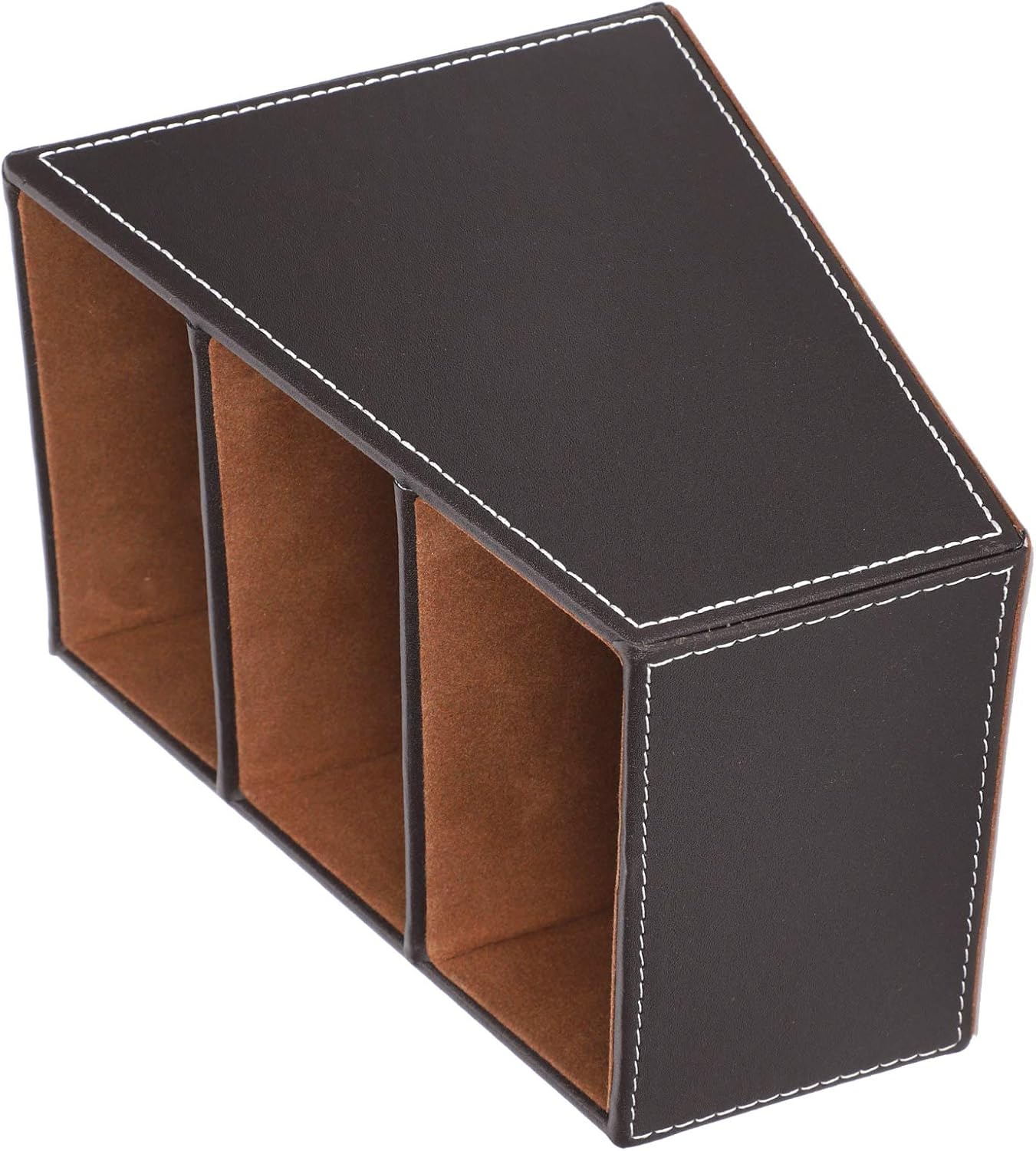 Caja de almacenamiento de cuero sintético para escritorio, papelería creativa, lindo papelería de oficina, organizador de negocios, suministros de 3