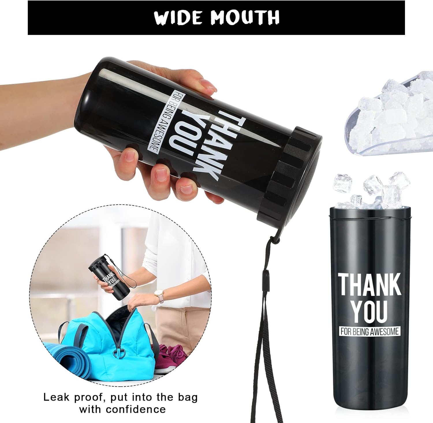 Rtteri 12 botellas de agua inspiradoras de 15 onzas, regalos de agradecimiento para el equipo, a granel para mujeres, hombres, estudiantes,
