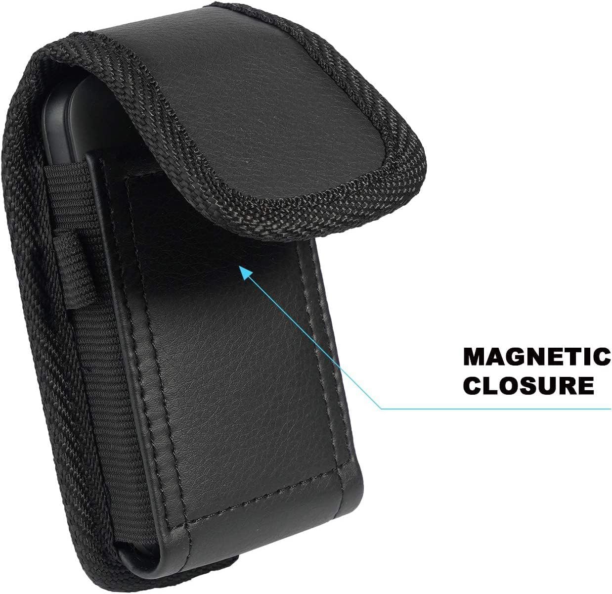Funda Kyocera DuraXE Epic, Kyocera DuraXA Equip Case, Kyocera DuraXV Extreme Case, Funda elástica de piel vegana con clip de lazo de metal para