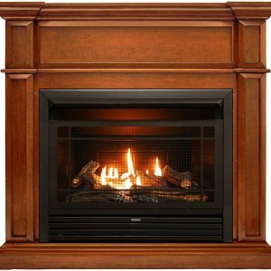 Duluth Forge Sistema de chimenea de gas sin ventilación de combustible dual con chimenea, control remoto, 5 troncos de fuego, uso con gas natural o Duluth Forge Sistema de chimenea de gas sin ventilación de combustible dual con chimenea, control remoto, 5 troncos de fuego, uso con gas natural o