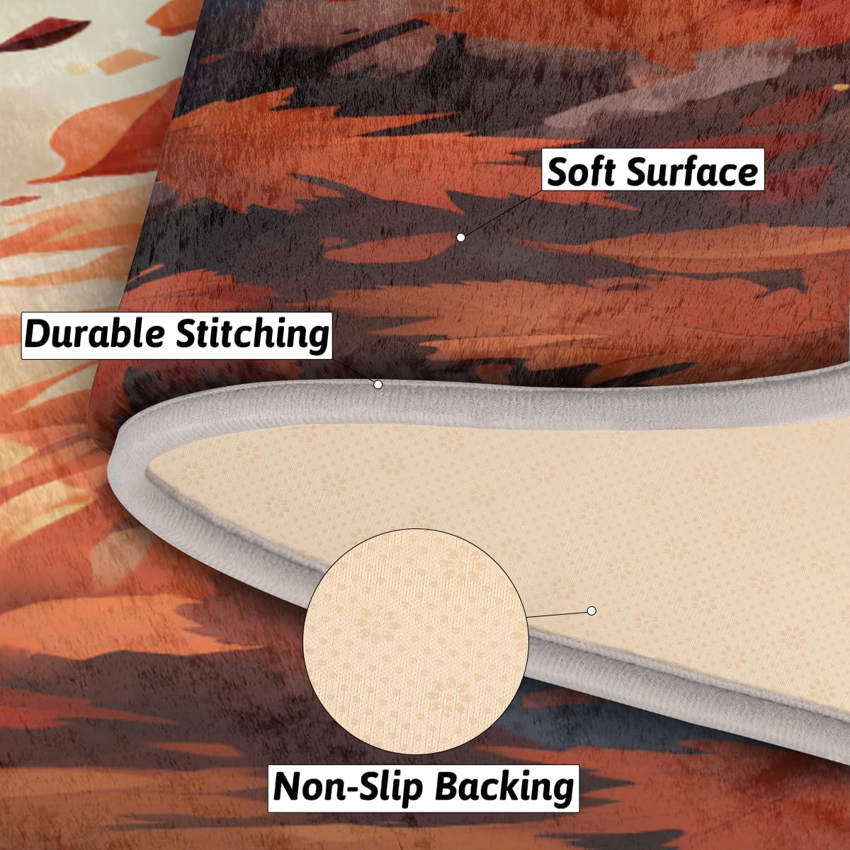 cfpolar Alfombras de baño de lobo, hojas de arce otoñal, alfombra de baño antideslizante, tapete de baño de microfibra absorbente, lavable a
