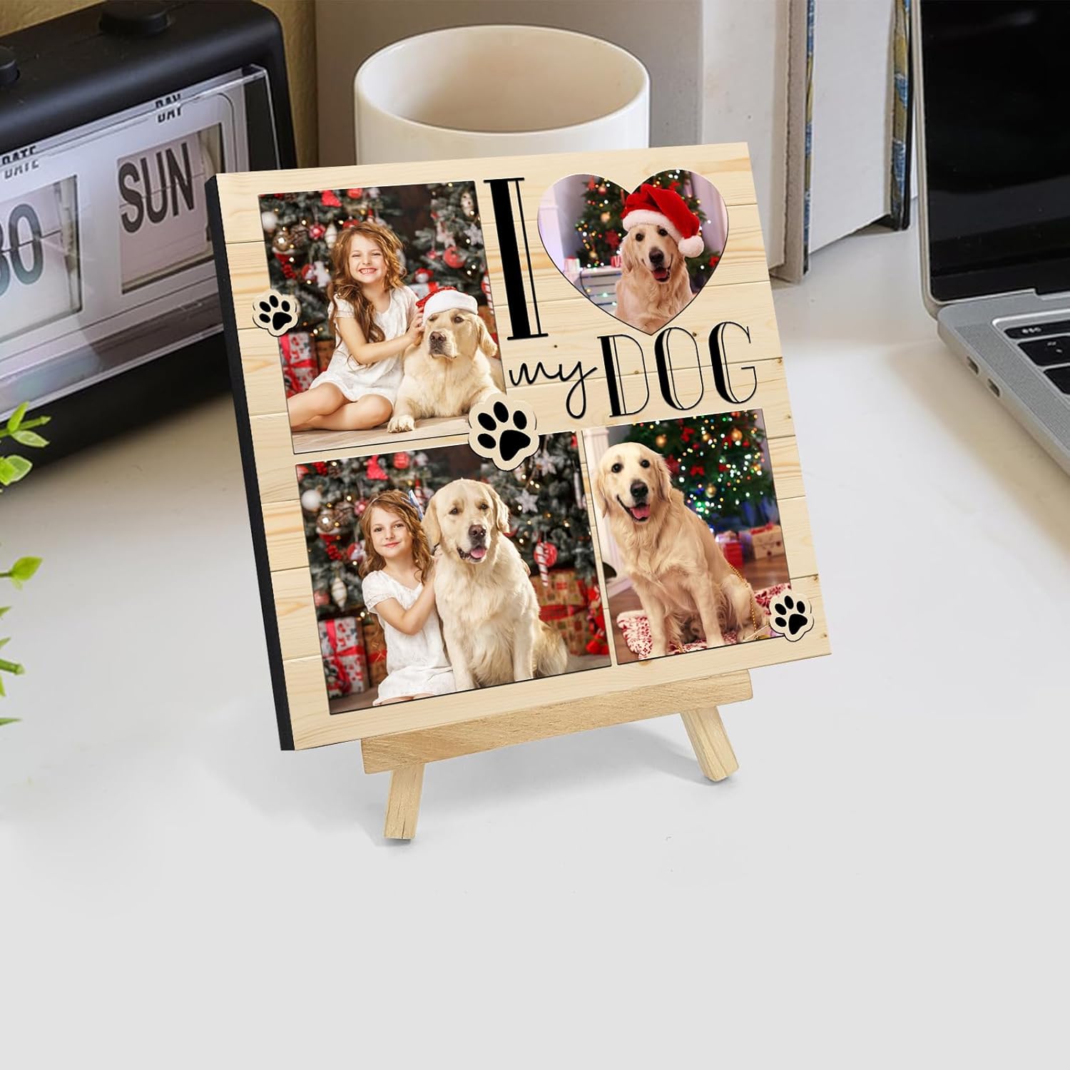 Custom Style Marcos de fotos personalizados con caballete, regalos de fotos personalizados para amigos, familia, perros, gatos, mascotas, marco de