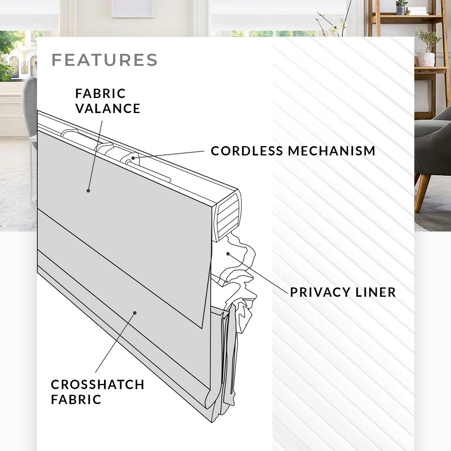 CHICOLOGY – Persianas romanas para ventanas, tratamientos de ventana, persianas para oscurecimiento de habitación, persianas de ventana, 29 pulgadas