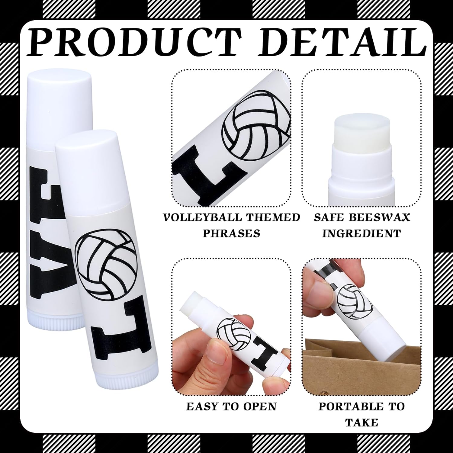 Heigble 50 unidades de bálsamo labial hidratante de voleibol a granel con ingredientes naturales, bálsamo labial a granel, cestas de regalos a