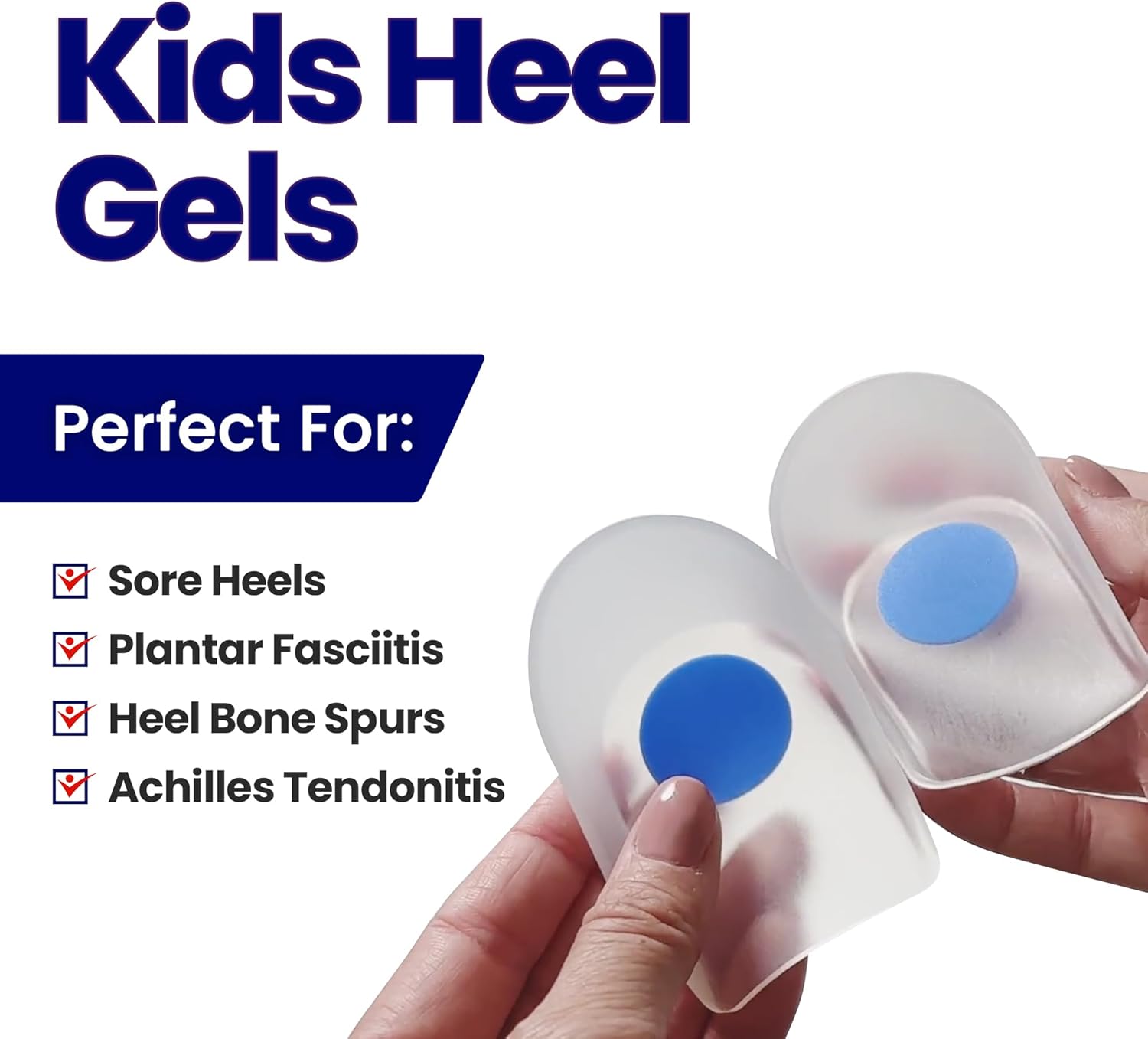 Talonera para niños para dolor de talón, almohadillas de gel para el talón para aliviar el dolor de talón. Almohadillas de talón de gel para
