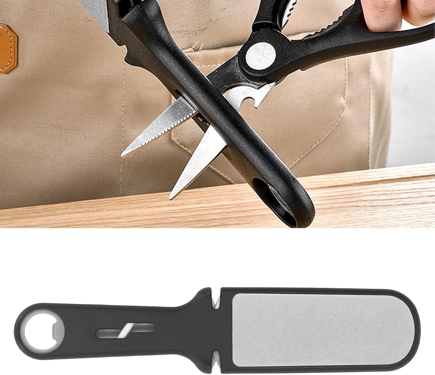 Afilador de cuchillos portátil multifunción, afilador de cuchillos de doble cara 6 en 1, piedra de afilar cuchillos portátil multifunción para