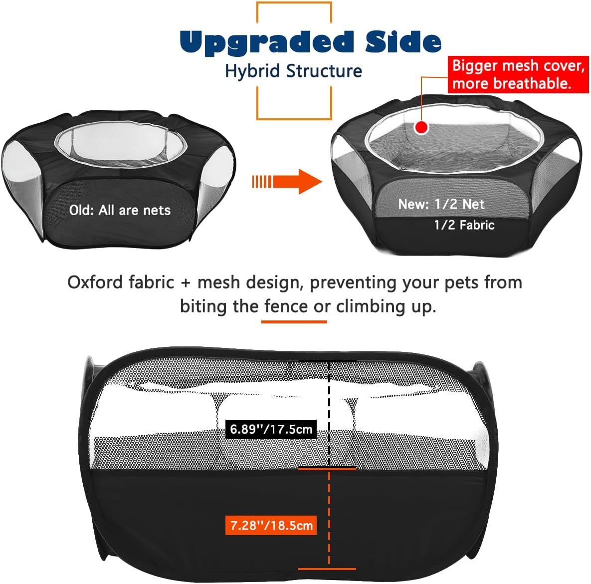 Corralito para animales pequeños, impermeable, transpirable, para interiores, con cubierta de cremallera, valla portátil para ejercicio al aire