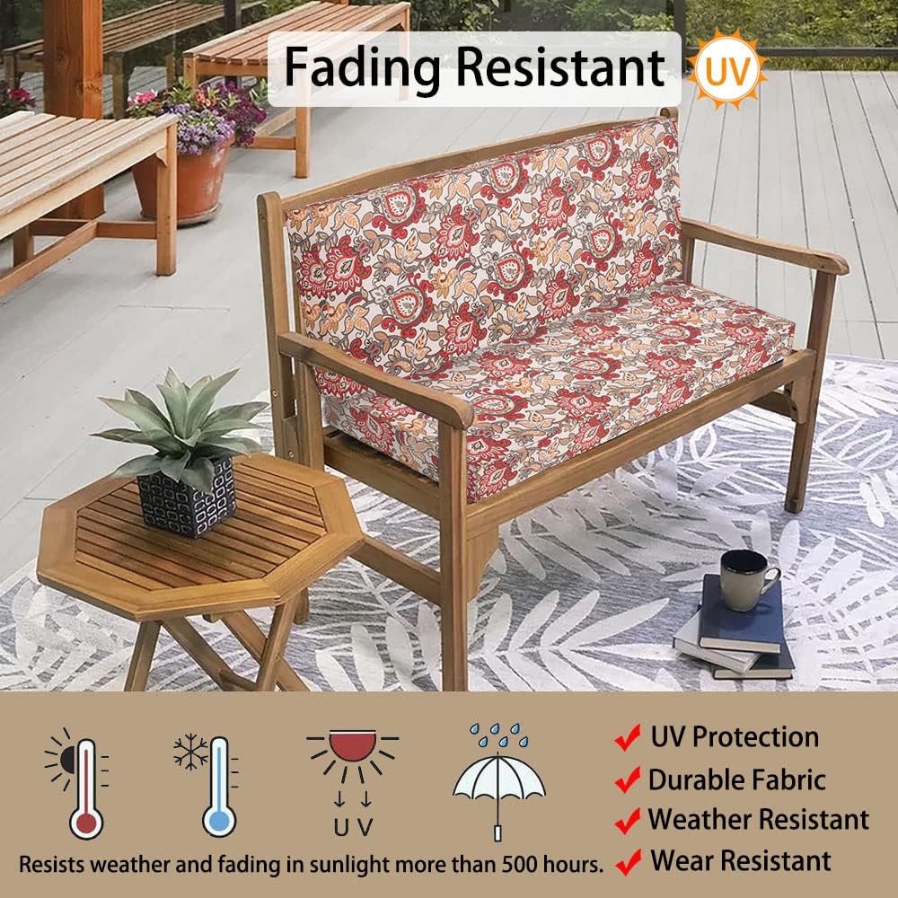 Funda de cojín para banco de patio, 45 x 18 x 3 pulgadas, sin relleno. Funda de repuesto resistente al agua, protección UV, para sofá biplaza con