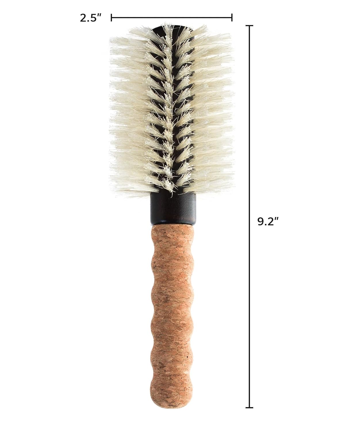 Cepillo de pelo de cerdas de jabalí de nailon, cepillo redondo para secado por soplado, cepillo grande de 2.5 pulgadas, cepillo antiestático, mango