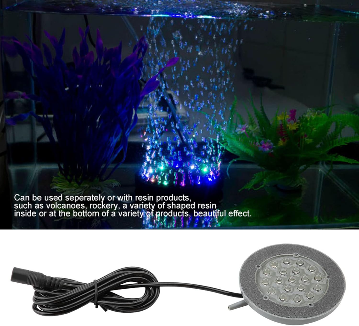 Fydun LED Acuario Aire, Control de Luz Cambiante Lámpara de Pescado Tanque de Peces Bubbler Bubble Stone Tank Decoración US Plug 100 240V
