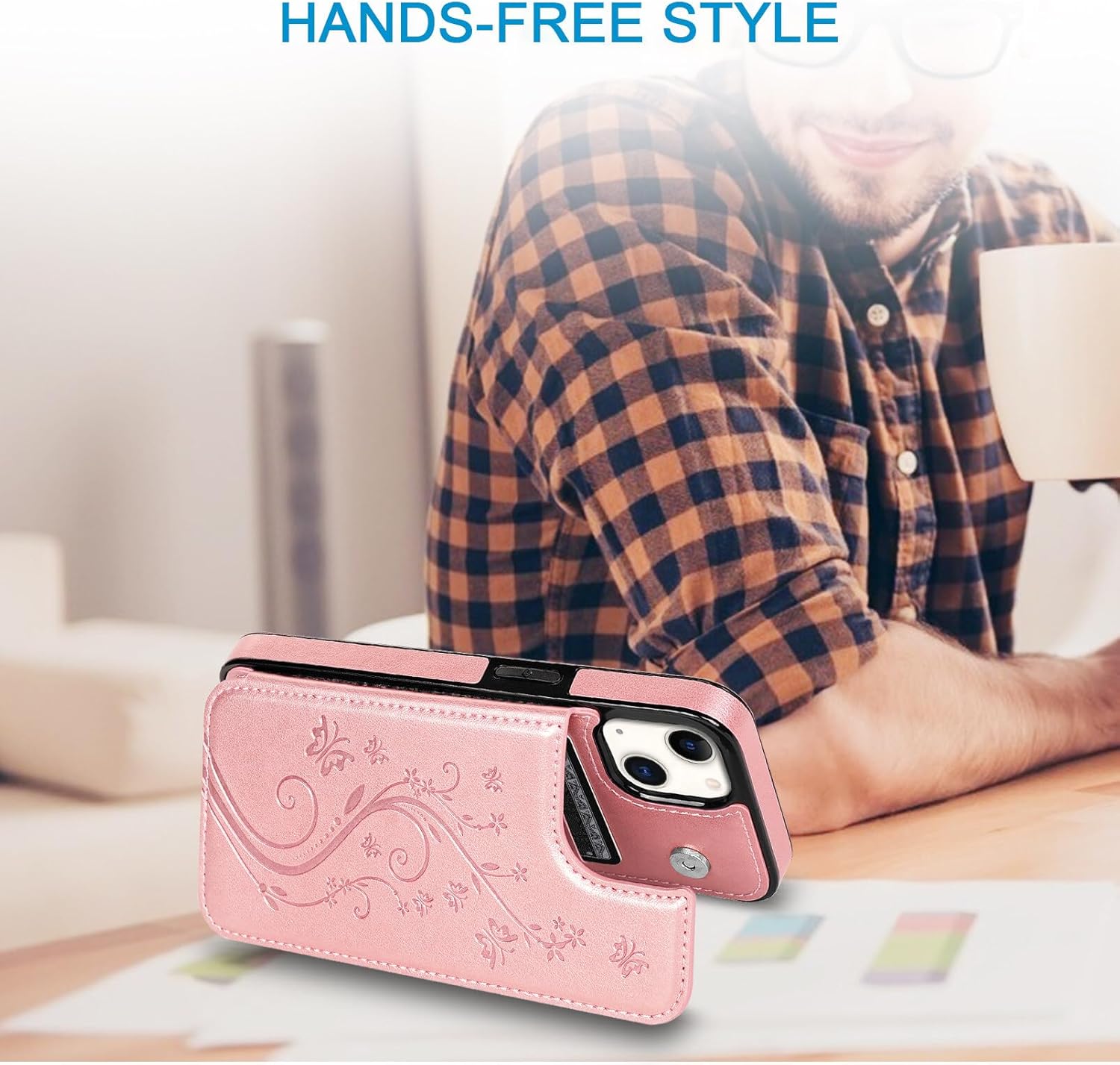 Mavis’s Diary Funda con tapa compatible con iPhone 15, funda tipo cartera de piel sintética, funda para teléfono, funda de silicona suave con diseño
