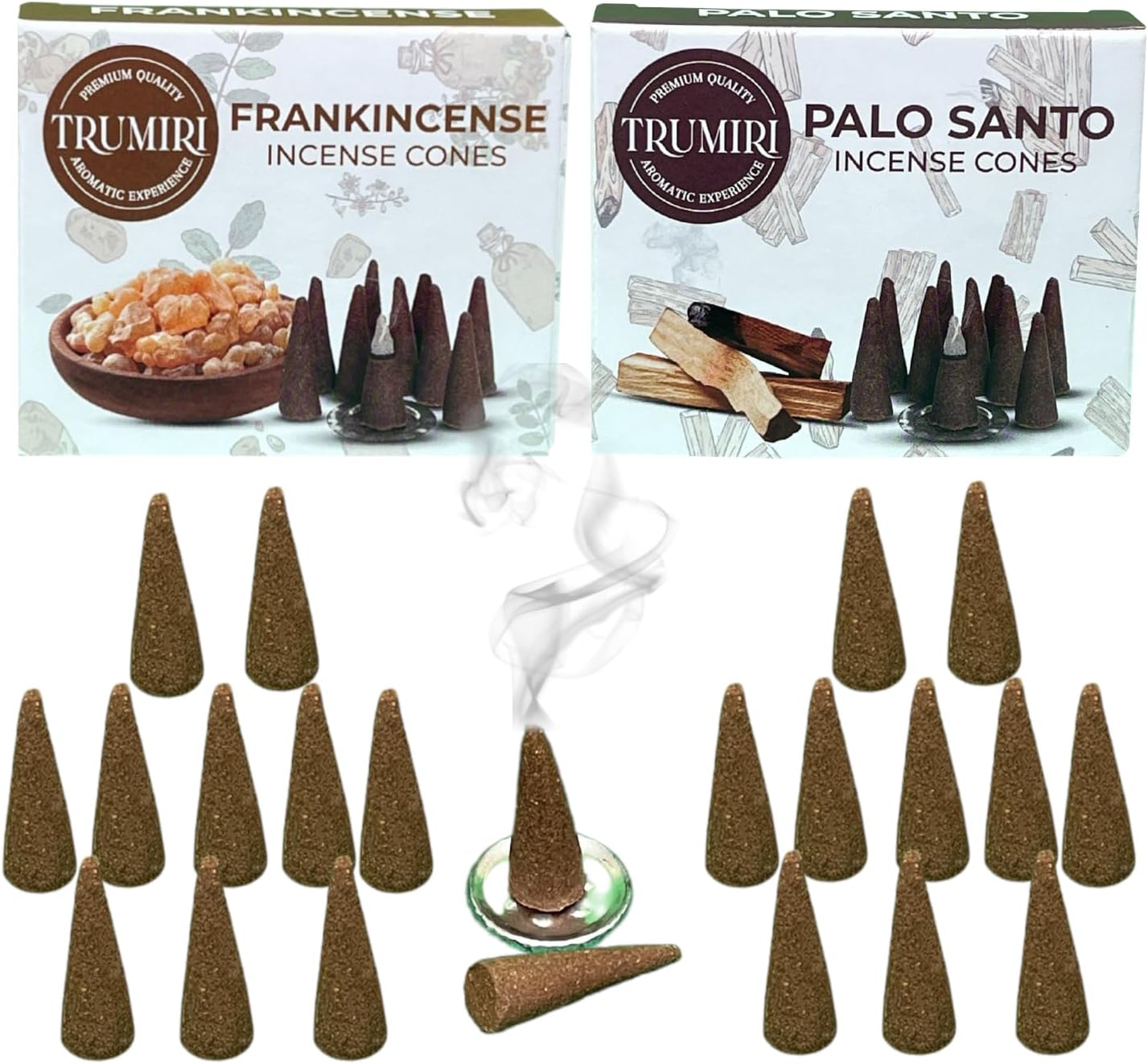 Conos de incienso  Paquete combinado de 20 conos de incienso  10 incienso + 10 Palo Santo  Conos de insencia  Conos de incienso perfumados  Aromas