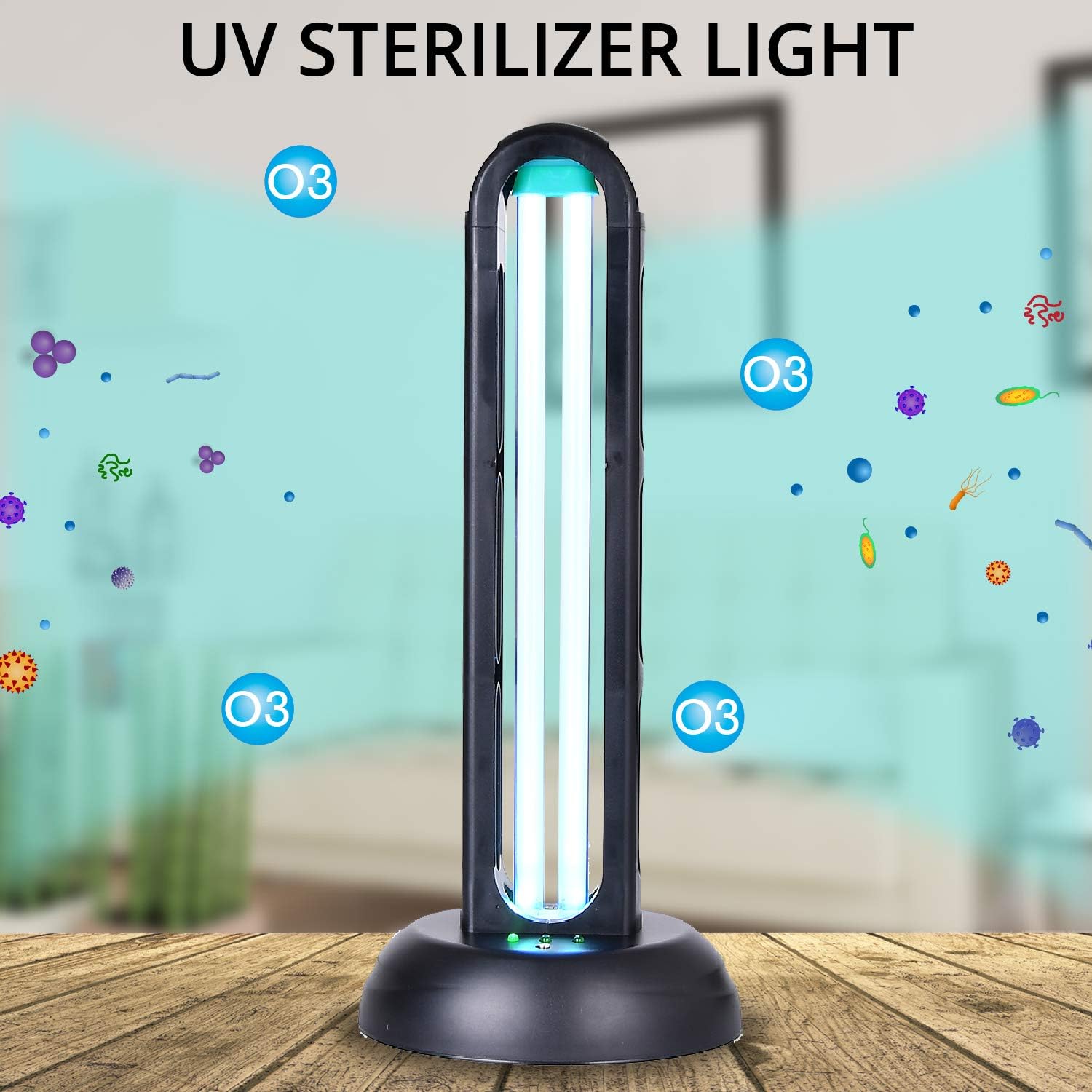 WBM Smart UV Light Sanitizer,UVC Disinfection Blue Lamp,40W Remote Control Ultraviolet Ozone Sterilization Light Compact for Home Office Hotel