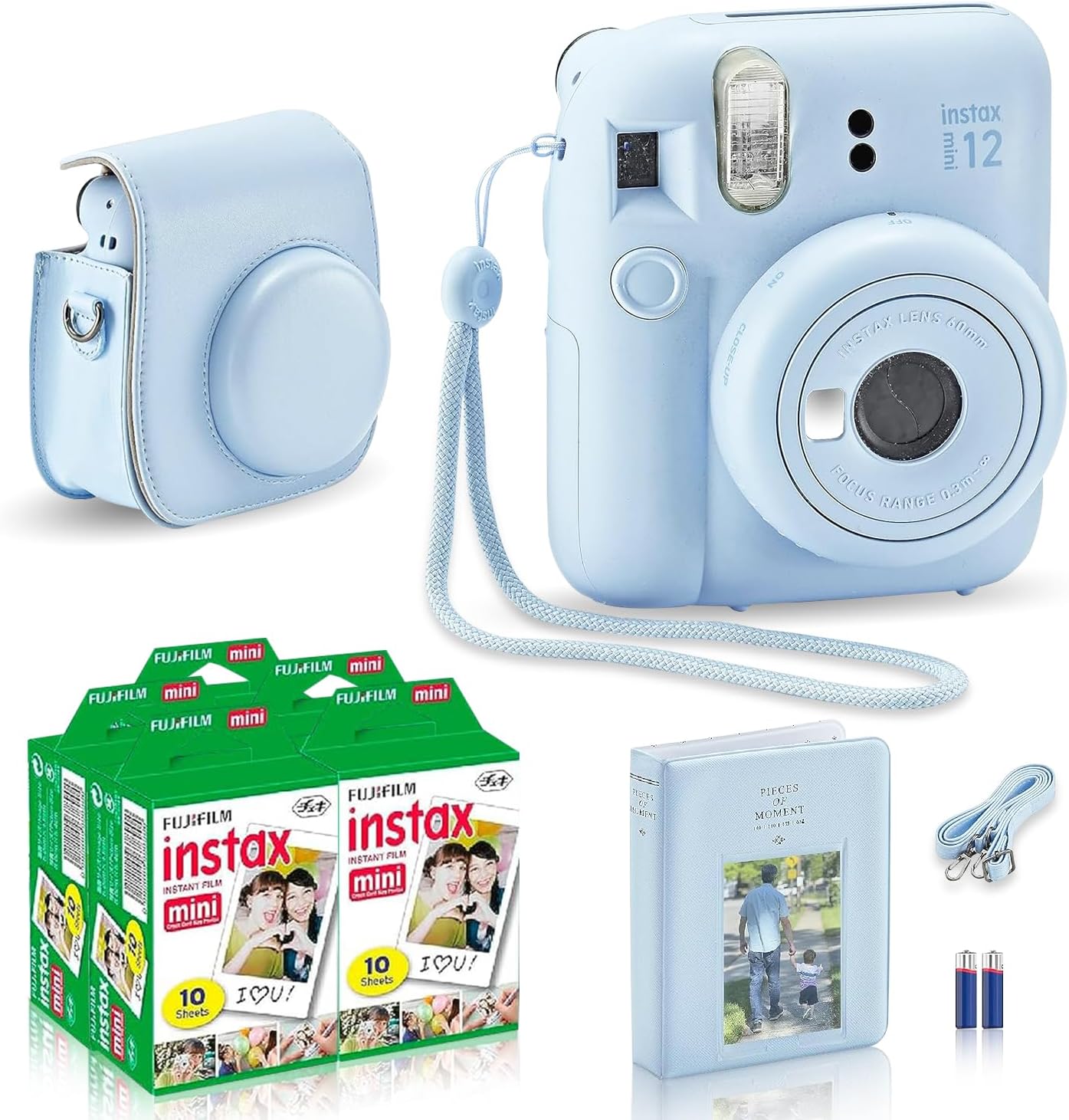 Fujifilm Instax Mini 12 – Paquete de accesorios para cámara instantánea Instax Mini 12 y funda personalizada compatible + película Fuji Instax (50