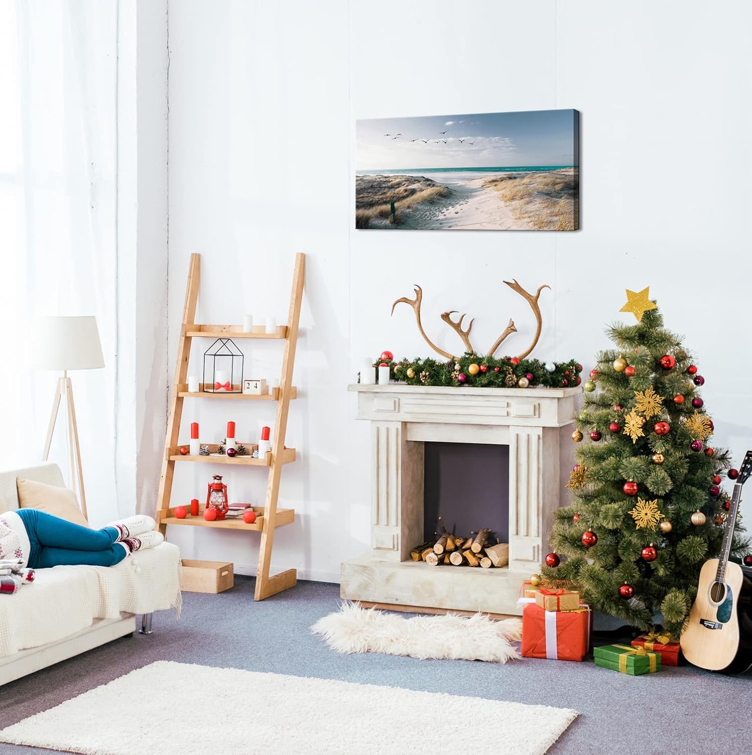 Decoración de pared de playa, lienzo, cuadros artísticos para dormitorio, sala de estar, offico, enmarcado, pinturas de baño, impresiones de sol y