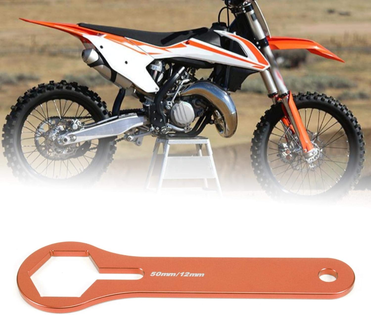 Llave de horquilla, 0.197 in Motor Amortiguador Suspensión Horquilla Llave Herramienta Ajuste para 125 15 25 35 45 55 sx xcwp (naranja)