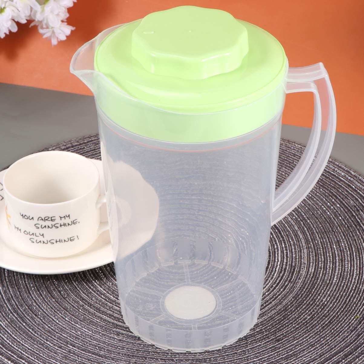 Hemoton Jarra de plástico para limonada de campamento, jarra de agua de plástico con tapa, agua transparente, té helado, jarra de bebidas para