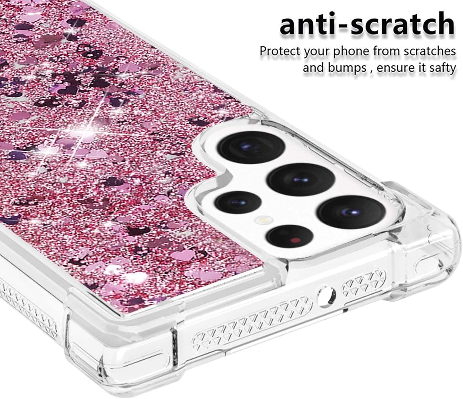 Funda para Galaxy S23 Ultra, funda transparente líquida con purpurina flotante de arena movediza a prueba de golpes, funda protectora de silicona