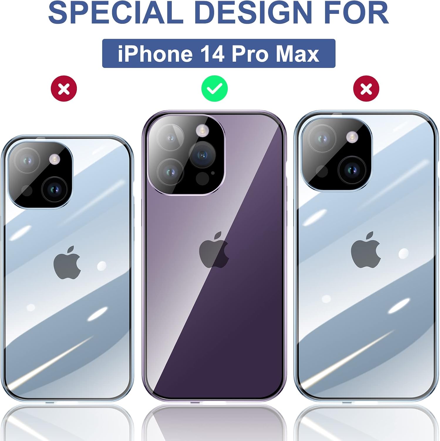 Jonwelsy Funda para iPhone 14 Pro Max, 360 grados frontal y trasera, vidrio templado transparente, protección de cuerpo completo, absorción