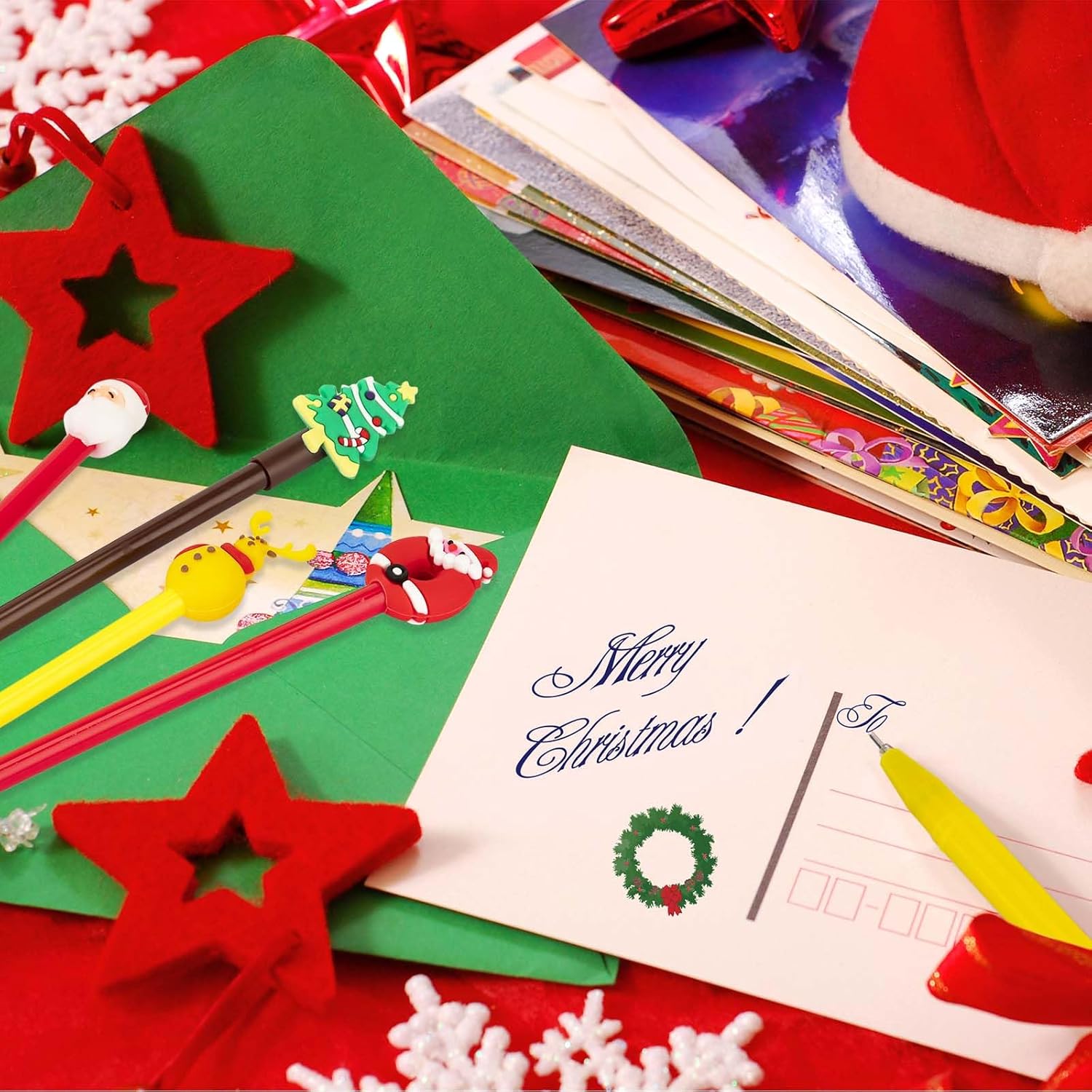200 bolígrafos de tinta de gel de Navidad a granel, 24 estilos novedosos de la serie de Navidad, bolígrafos de punta redonda de tinta de gel negra,