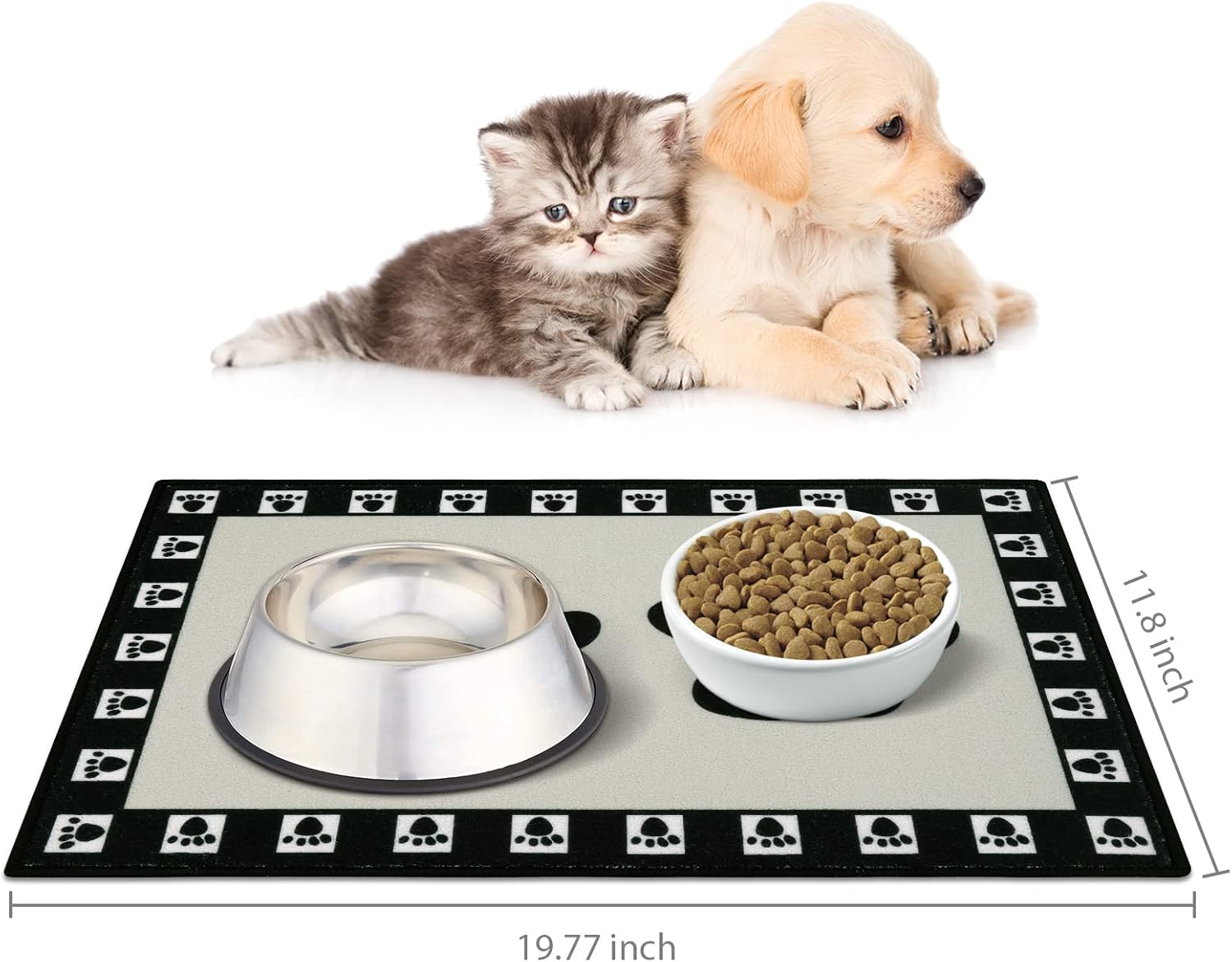 Tapete de comida para perro, absorbente de agua, mantel individual antideslizante para mascotas y agua, fácil de limpiar, lavable a máquina, tapete