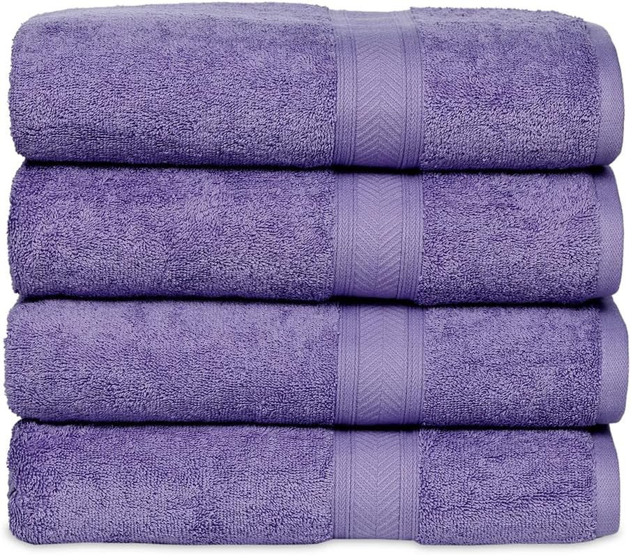 Casa Lino Paquete de 4 toallas de baño (27 x 54), 100% algodón puro, toallas de baño de lujo, ligeras y altamente absorbentes, toallas de secado