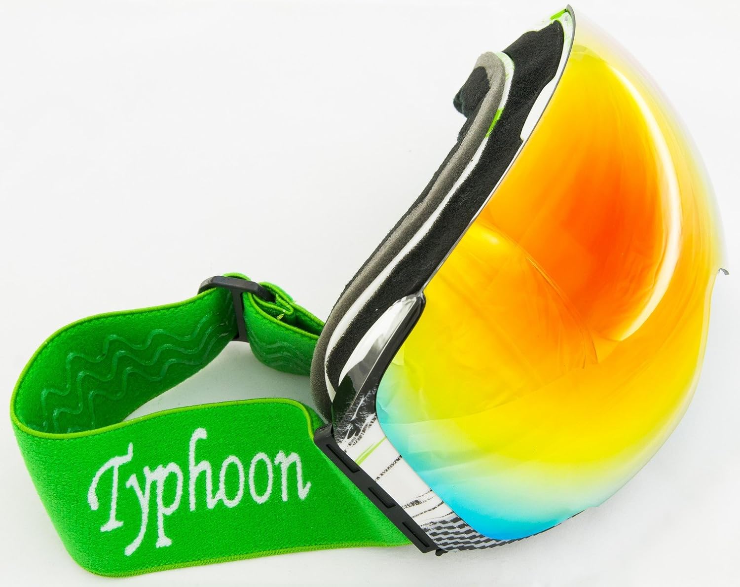 Gafas de esquí y snowboard con lente magnética antiniebla (verde y blanco con rojo y amarillo)