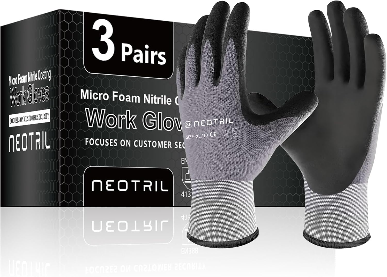 Guantes de trabajo de seguridad con revestimiento de nitrilo de microespuma, 361236 pares, guantes de trabajo de nailon transpirable para hombres y