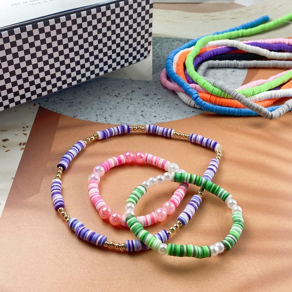 3000 cuentas Heishi de arcilla polimérica, cuentas espaciadoras planas y redondas para hacer joyas, pulseras, collares, aretes, accesorios para