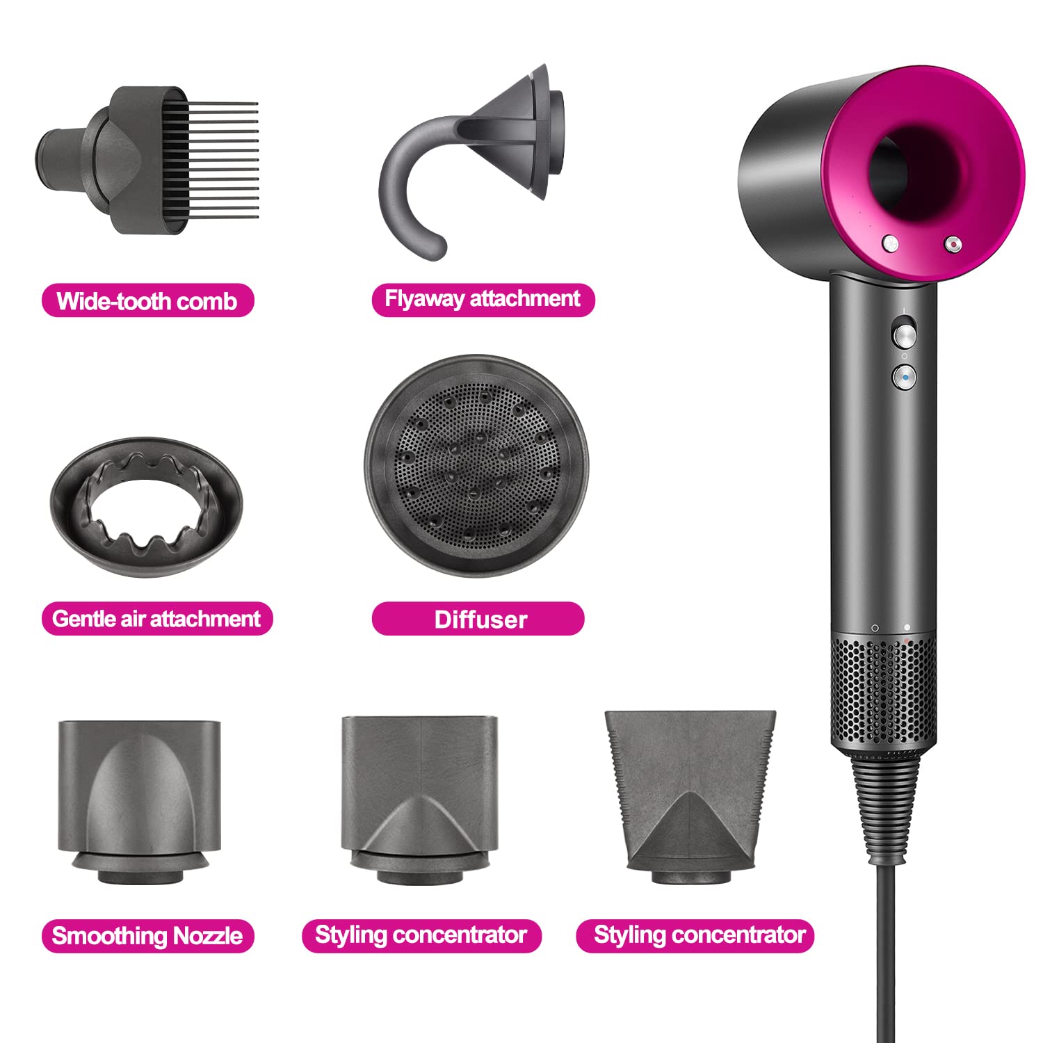 Secador de pelo con boquilla de peine de dientes anchos para Dyson Supersonic Secador de pelo Hd01 Hd02 Hd03 Hd04 Hd08 (peine de dientes anchos)