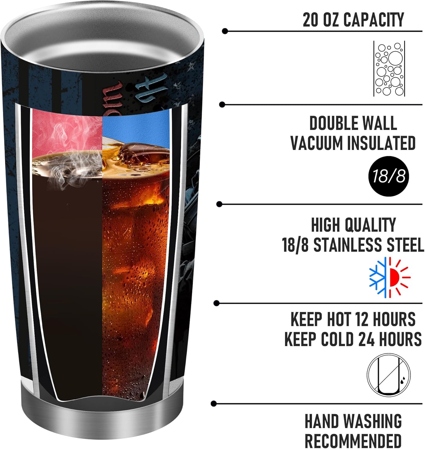 2nd Amendment – Botella de agua de acero inoxidable de 20 onzas con tapa, divertida taza de café de viaje, regalos divertidos para mujeres y hombres