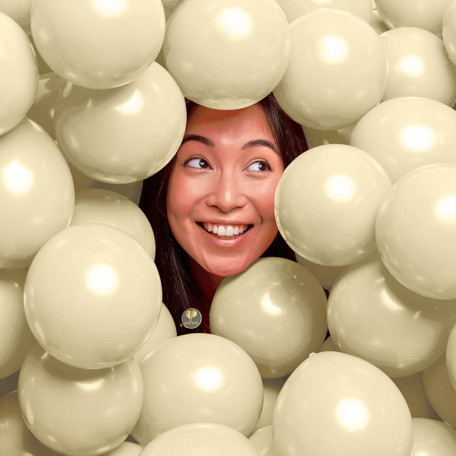 AFTERLOON – Globos biodegradables color crema de 5 pulgadas, paquete de 100 mini 100 unidades de flotadores de látex extra fuerte grueso para helio,
