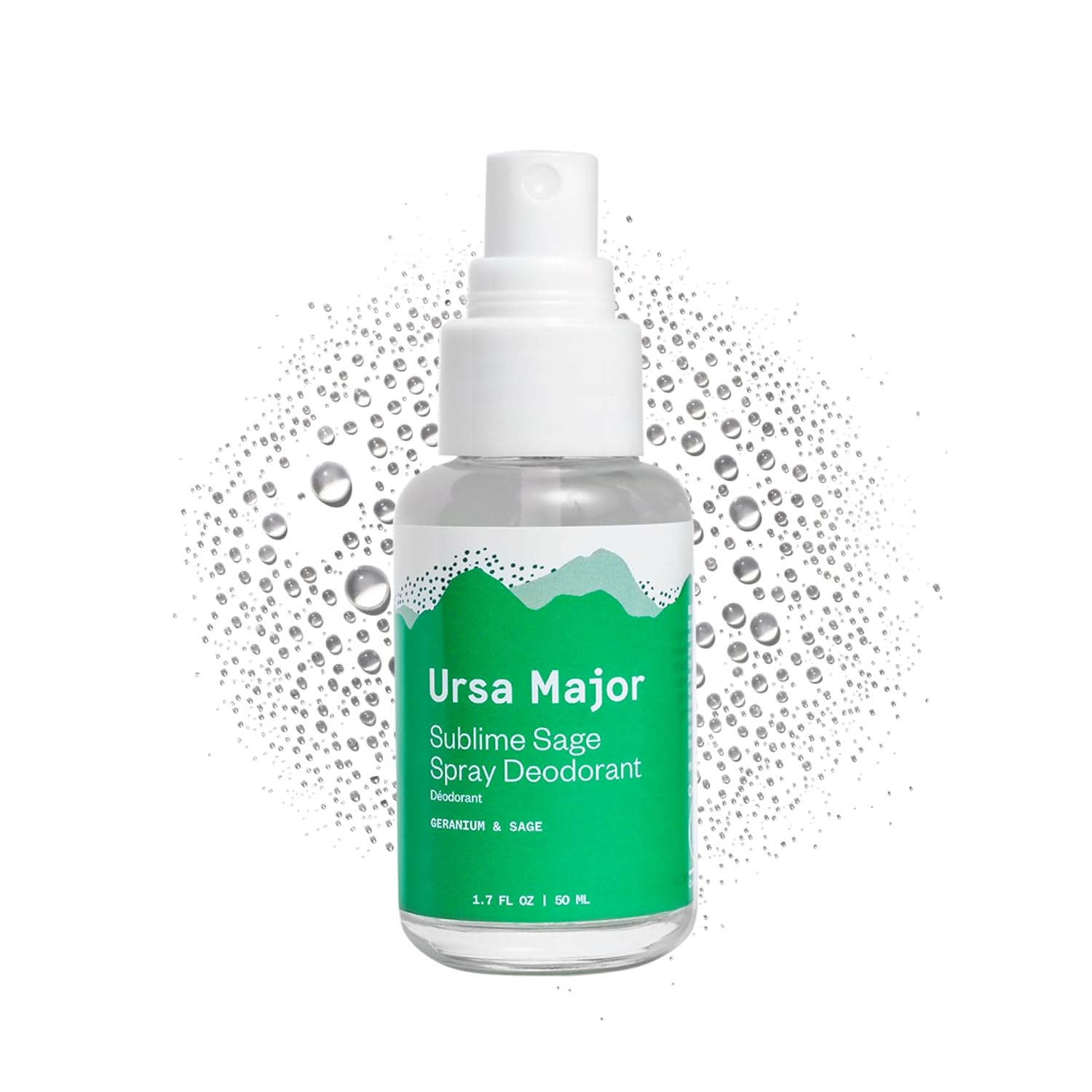Ursa Major Sublime Sage Natural Spray Desodorante  Sin aluminio, vegano, libre de crueldad, sin manchas, 1.79 onzas